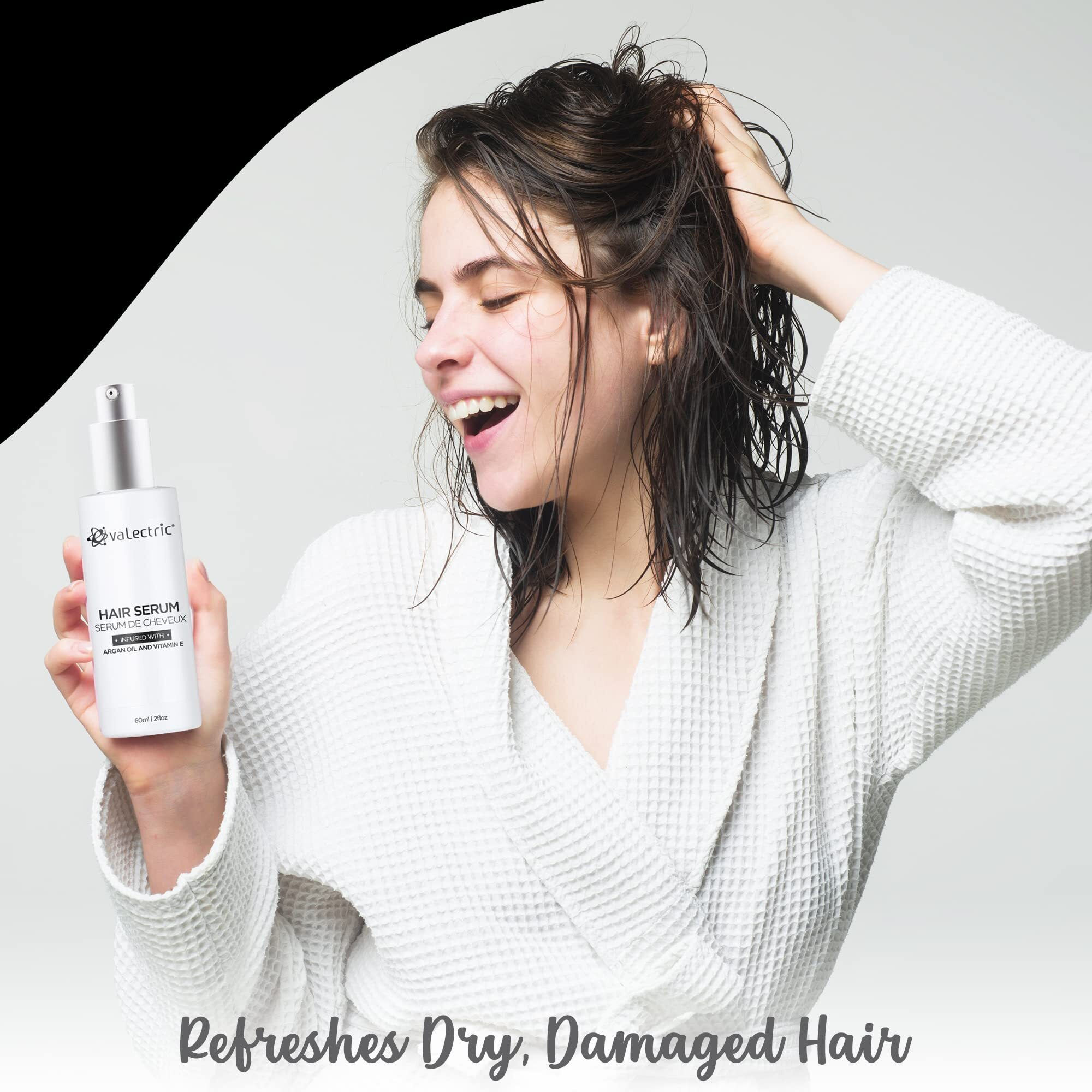 Evalectric Argan Oil Hair Serum - For Dry, Damaged, Frizzy Hair - Anti-Frizz, Straightening, And Shine Serum With Vitamin E - 2 Fl. Oz.