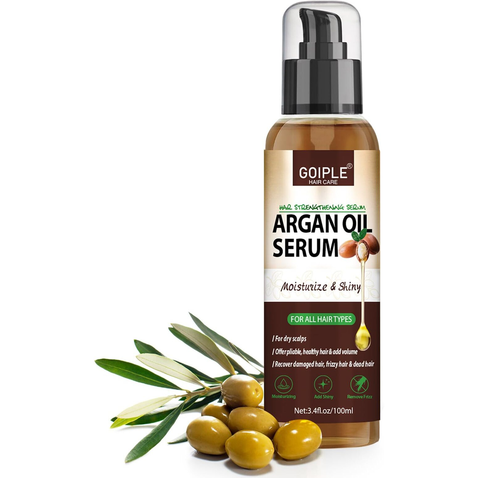 Argan Protein Hair Oil Serum Argan Oil Styling & Moisturizing Oil - Anti Frizz Control Nourishes & Repair Argan Oil For Dry Damaged Hair & Sclap Heat Protectant Serum For Shine Prevent Hair Burns