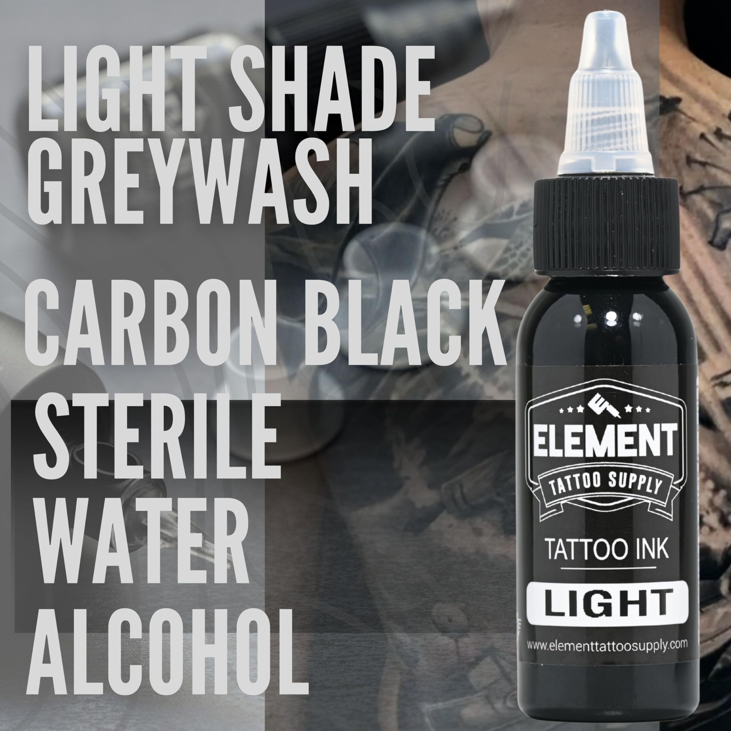 Light Greywash Tattoo Ink 8Oz Smooth Light Shade Gray Wash Pigment Vegan Long Lasting Lining Shading Professional Body Art Element Tattoo Supply
