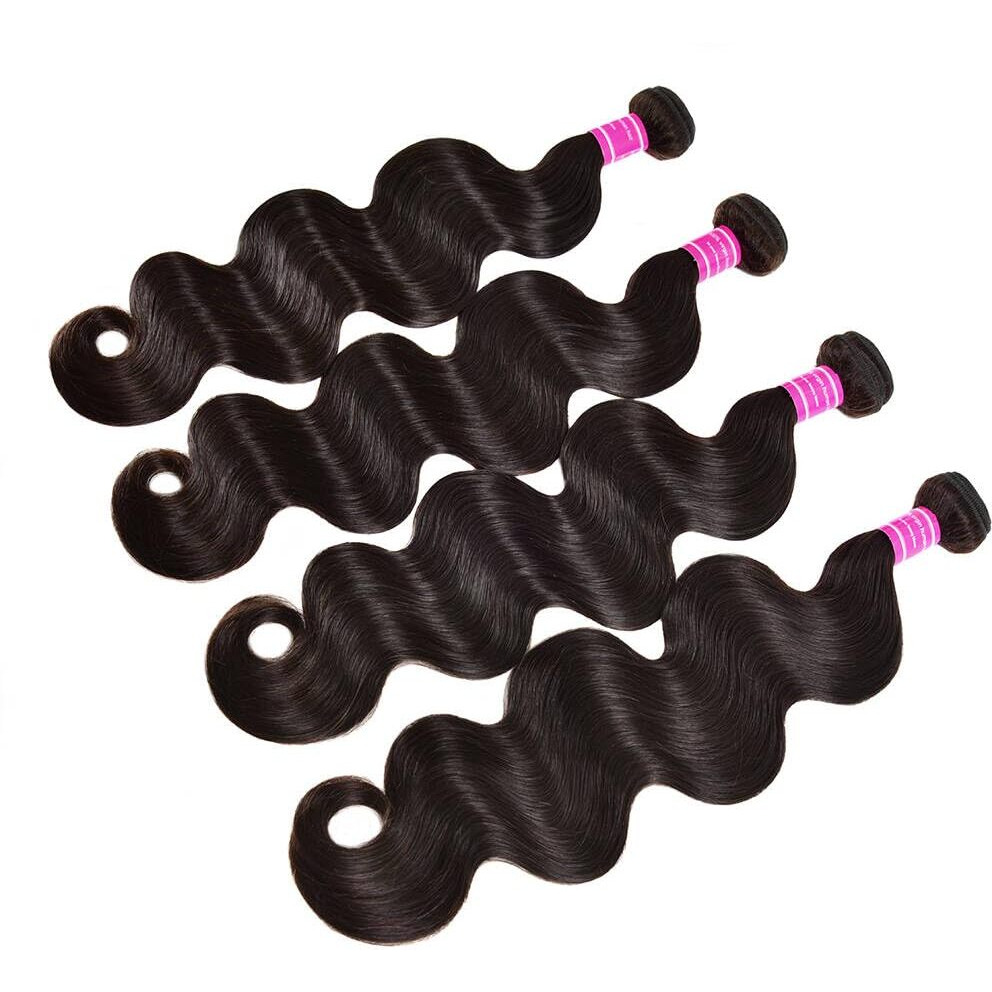 Brazilian Body Wave Human Hair 4 Bundles 18 20 22 24 Inch 100% Unprocessed Virgin Body Weave Bundles Human Hair 1B Color
