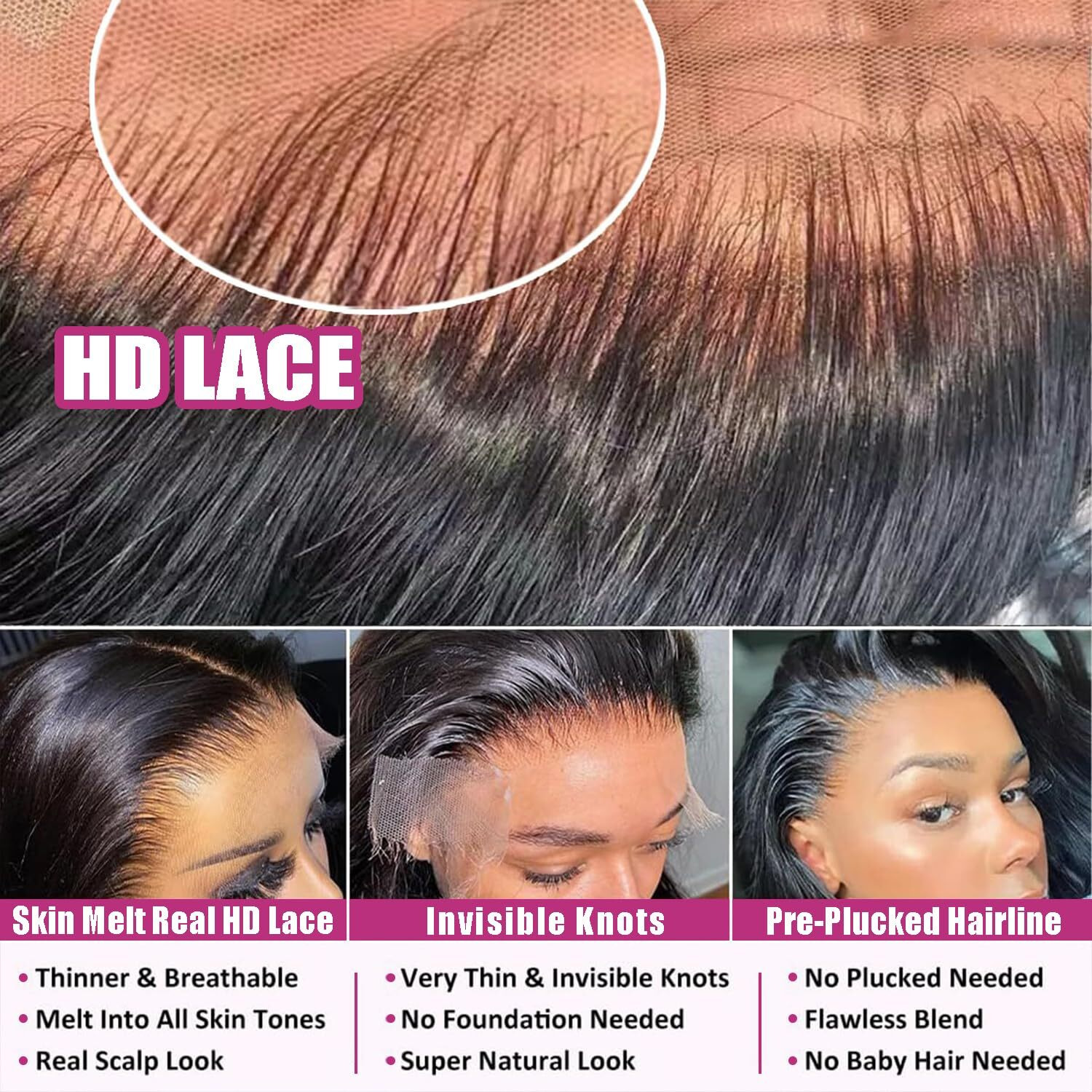 Bimkos 24Inch 13X6 Hd Lace Front Wigs Human Hair 200% Density Body Wave Lace Front Wigs Human Hair Lace Front Wigs For Women Glueless Body Wave Wigs Human Hair Pre Plucked With Baby Hair Natural Black