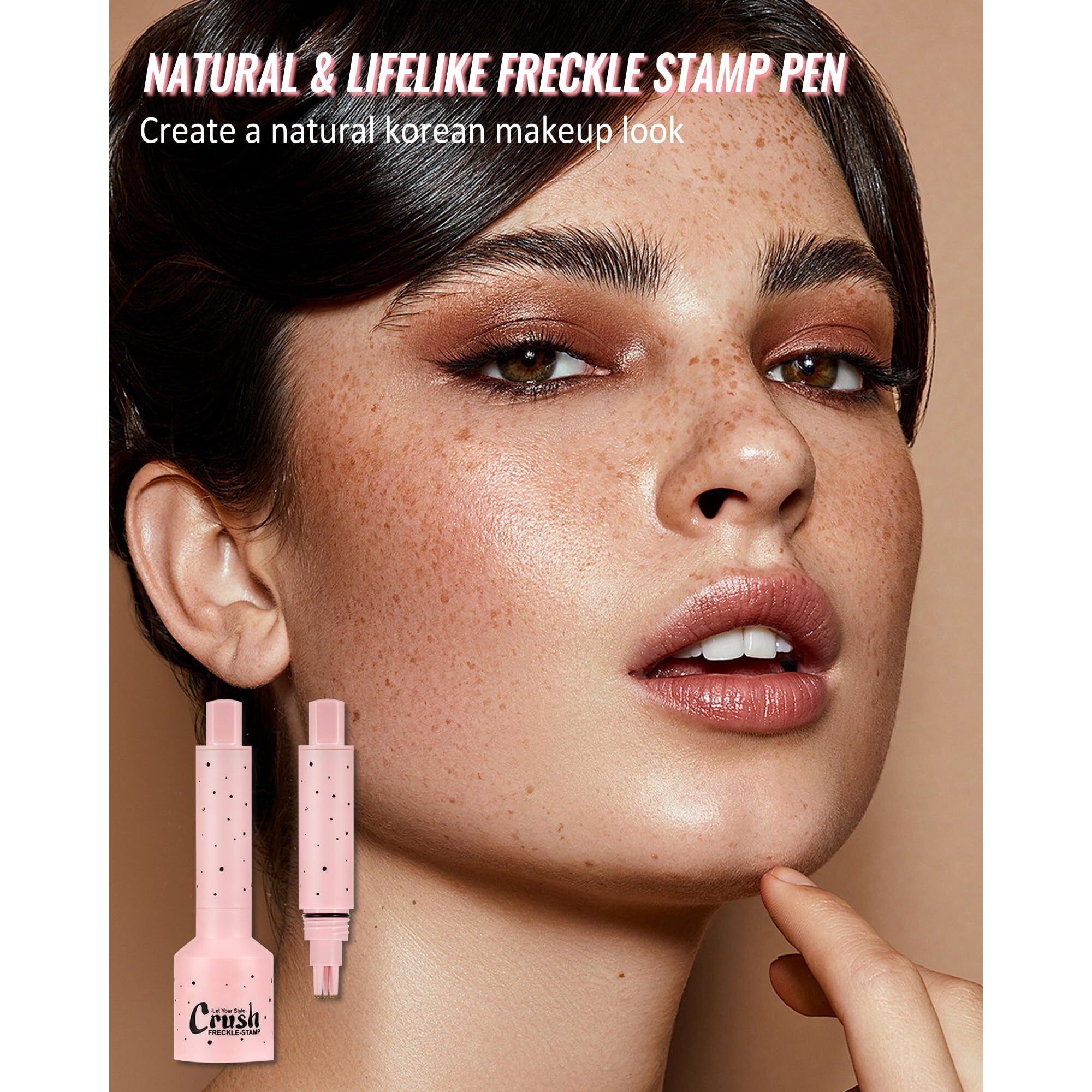 Freckle Stamp, Natural Vivid Faux Freckles Pen, Long Lasting Waterproof Quick Dry Magical Fake Freckle Stamp Pencil, Get Sun-Kissed Stars Makeup In One Press, Makeup Gift For Women Girl -02 Medium
