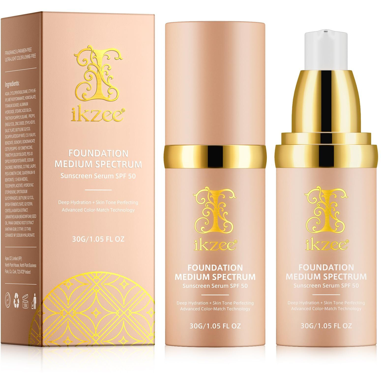 2 Pack Foundation 4 In 1, Medium Color Changing Foundation, Liquid Foundations Protect From Sun With Spf50 For Gym, Sports, Dancing, 1.05 Fl.Oz