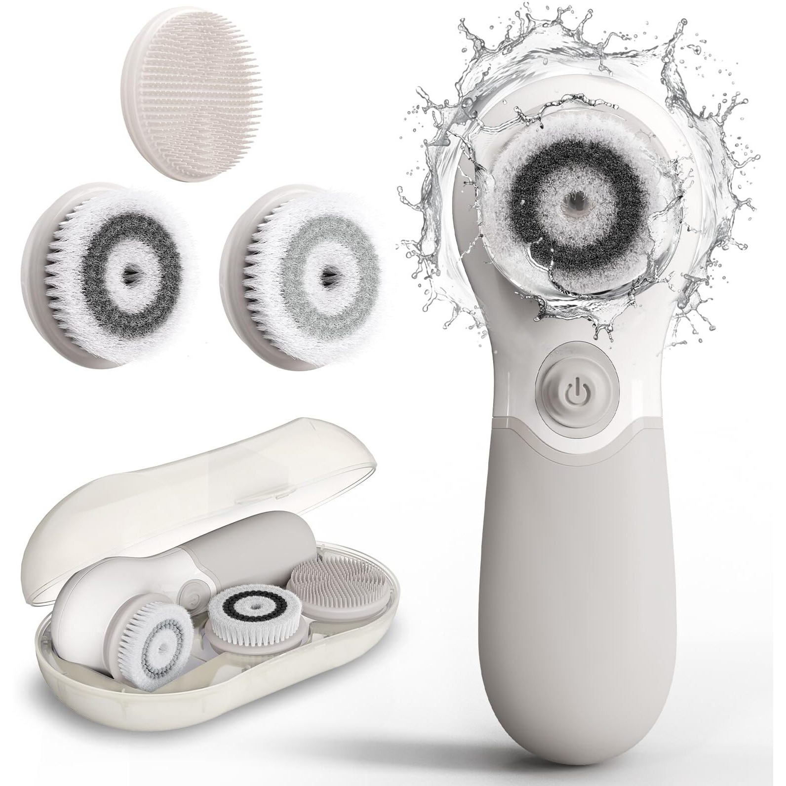 Face Scrubber With 3 Brush Heads & 2 Speeds - Deep Cleaning, Exfoliating, And Massaging For All Skin Types - Facial Cleansing Brush Includes Silicone Head, Travel Case & Free-Plastic Packaging