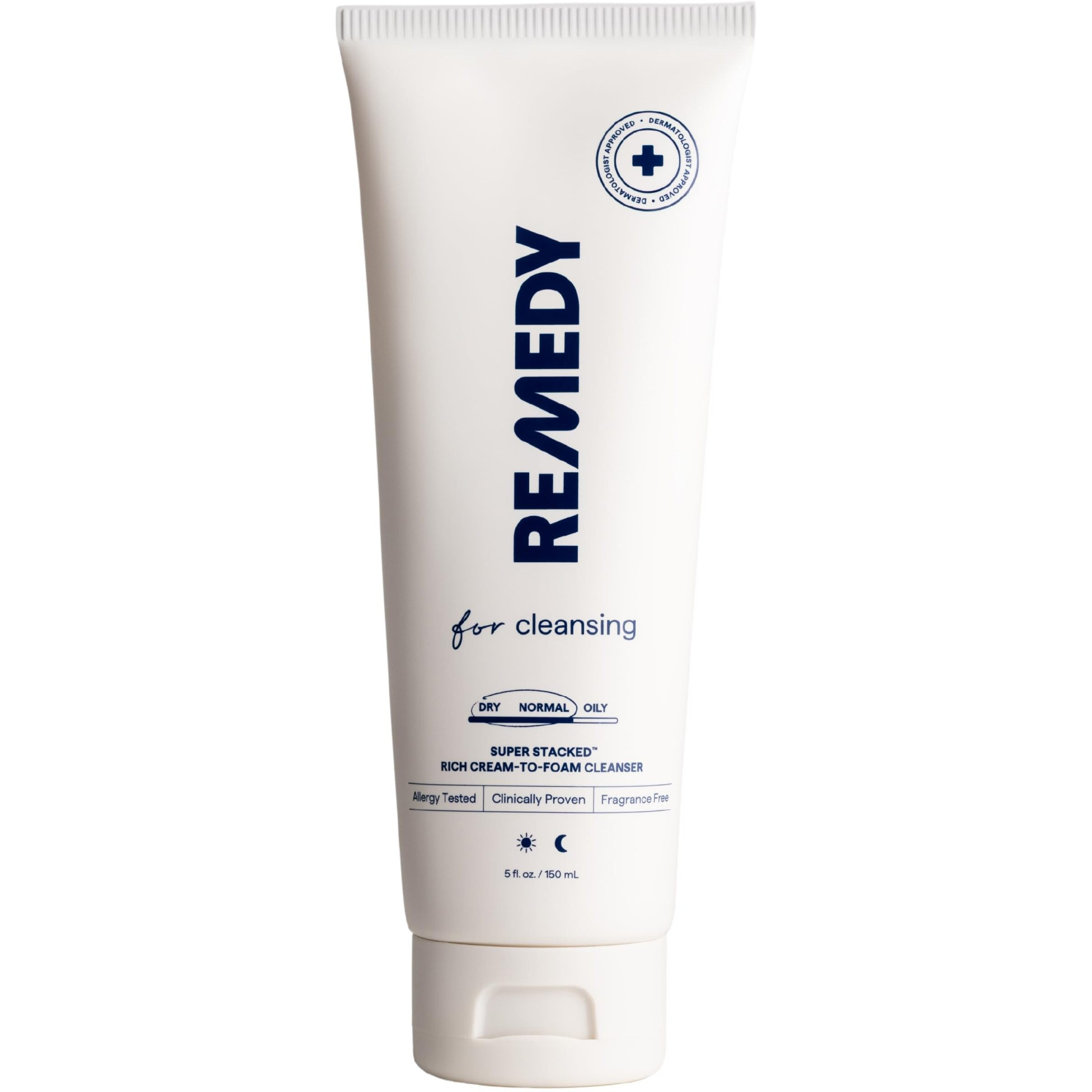 Remedy For Rich Cream Cleansing - Cream-To-Foam Cleanser For Dry To Normal Skin - Gentle Super Stacked Hydrating Face Wash By Dermatologist Dr. Shah, 5 Fl. Oz