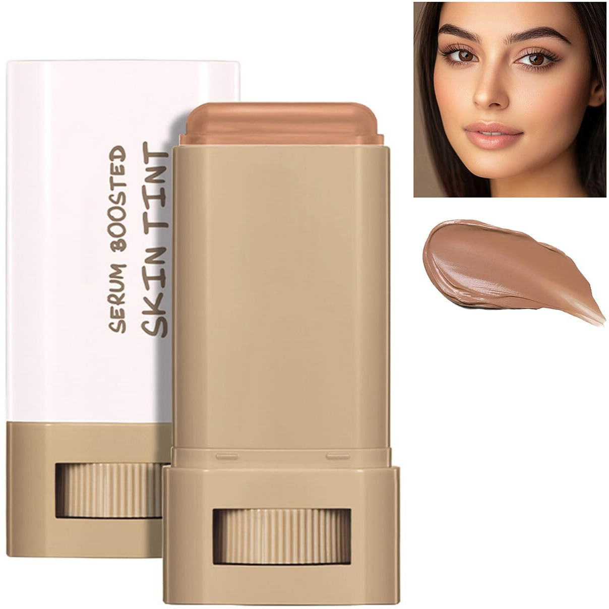 Beauty Balm Serum Boosted Skin Tint, Solid Tinted Serum Boosted Skin Tint Balm, Facial Color Correct, Radiant & Dewy Finish, Face Tinted Foundation, Contour Stick For Face Makeup (06)