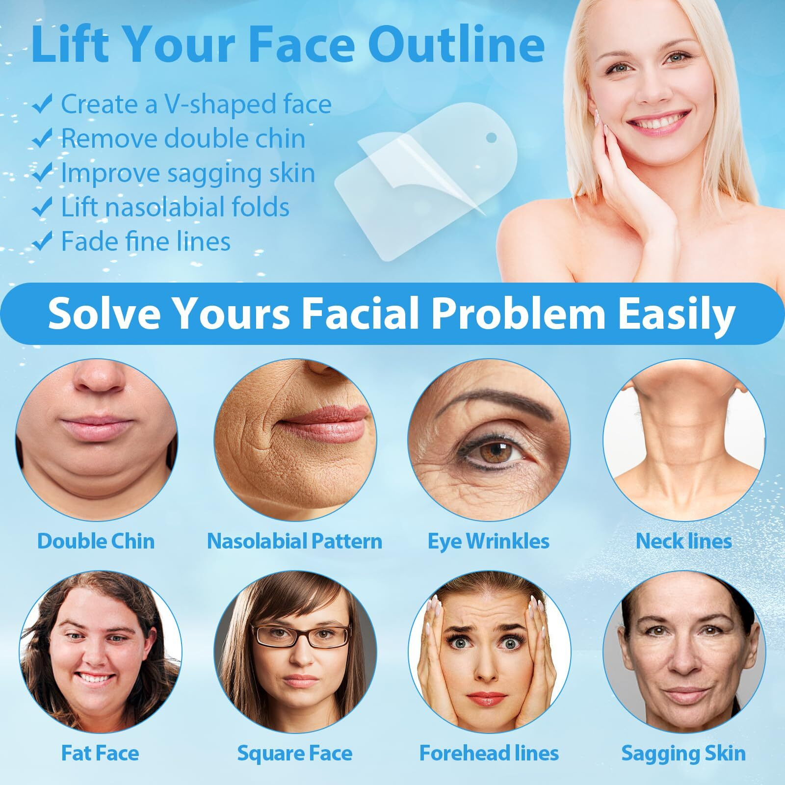 Face Lift Tape Invisible,Face Tape Lifting Invisible 100Pcs Neck Tape Face Lift Tapes And Bands With 8 Strings Facelift Face Lifter Instant Facial Tape For Makeup Eyes Jowls Double Chin Sagging Skin