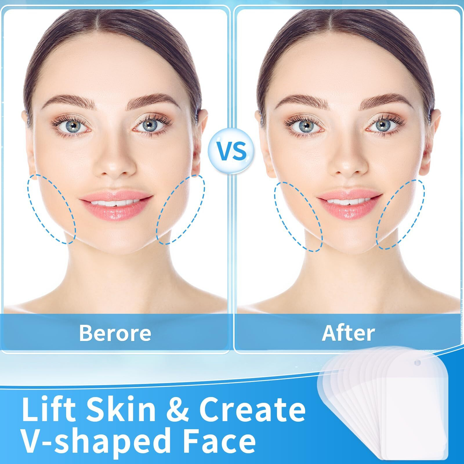 Face Lift Tape Invisible,Face Tape Lifting Invisible 100Pcs Neck Tape Face Lift Tapes And Bands With 8 Strings Facelift Face Lifter Instant Facial Tape For Makeup Eyes Jowls Double Chin Sagging Skin