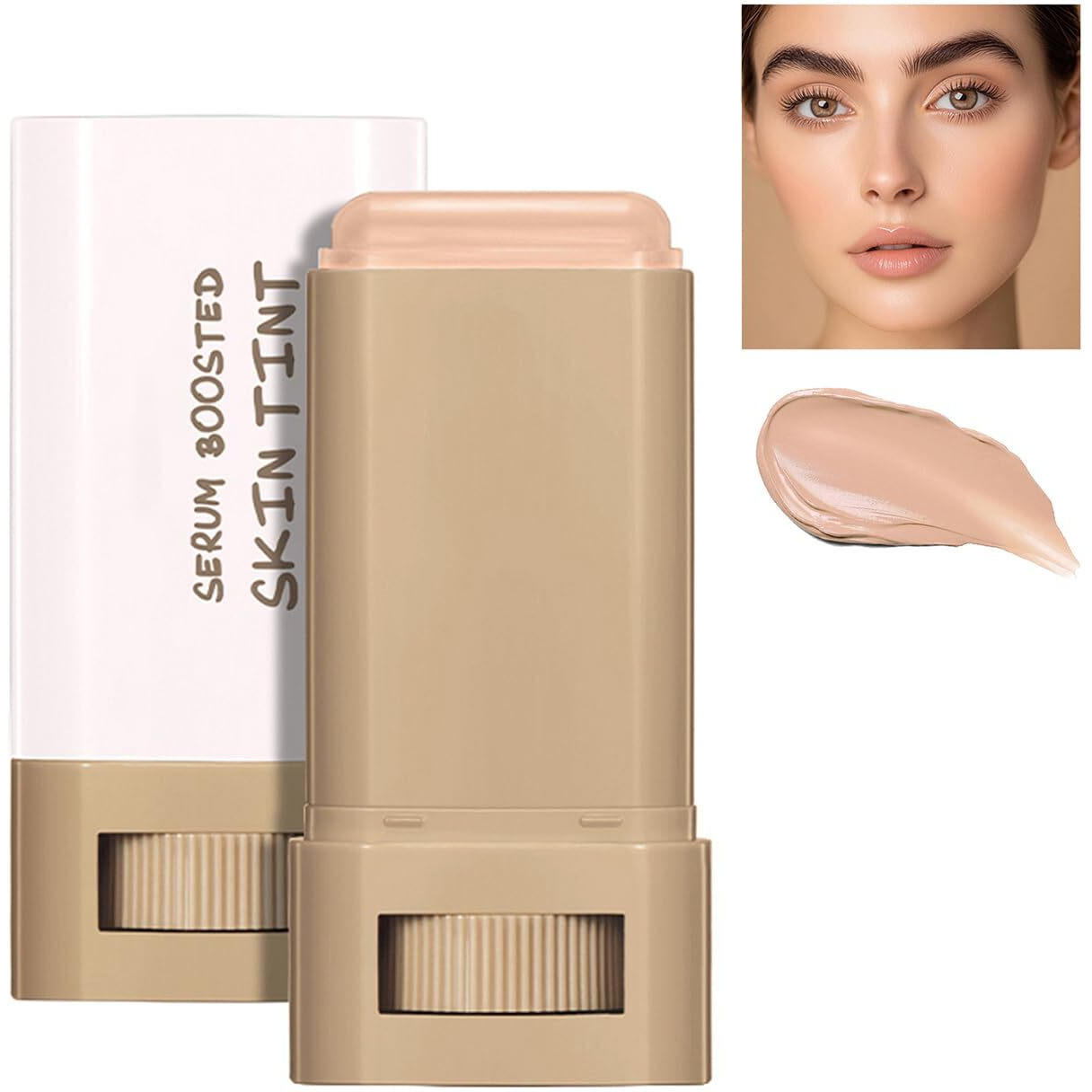 Beauty Balm Serum Boosted Skin Tint, Solid Tinted Serum Boosted Skin Tint Balm, Facial Color Correct, Radiant & Dewy Finish, Face Tinted Foundation, Contour Stick For Face Makeup (05)