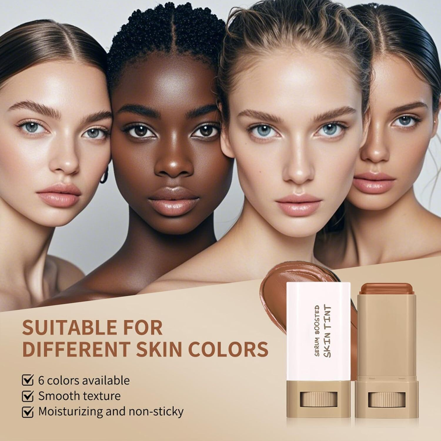 Beauty Balm Serum Boosted Skin Tint, Solid Tinted Serum Boosted Skin Tint Balm, Facial Color Correct, Radiant & Dewy Finish, Face Tinted Foundation, Contour Stick For Face Makeup (05)
