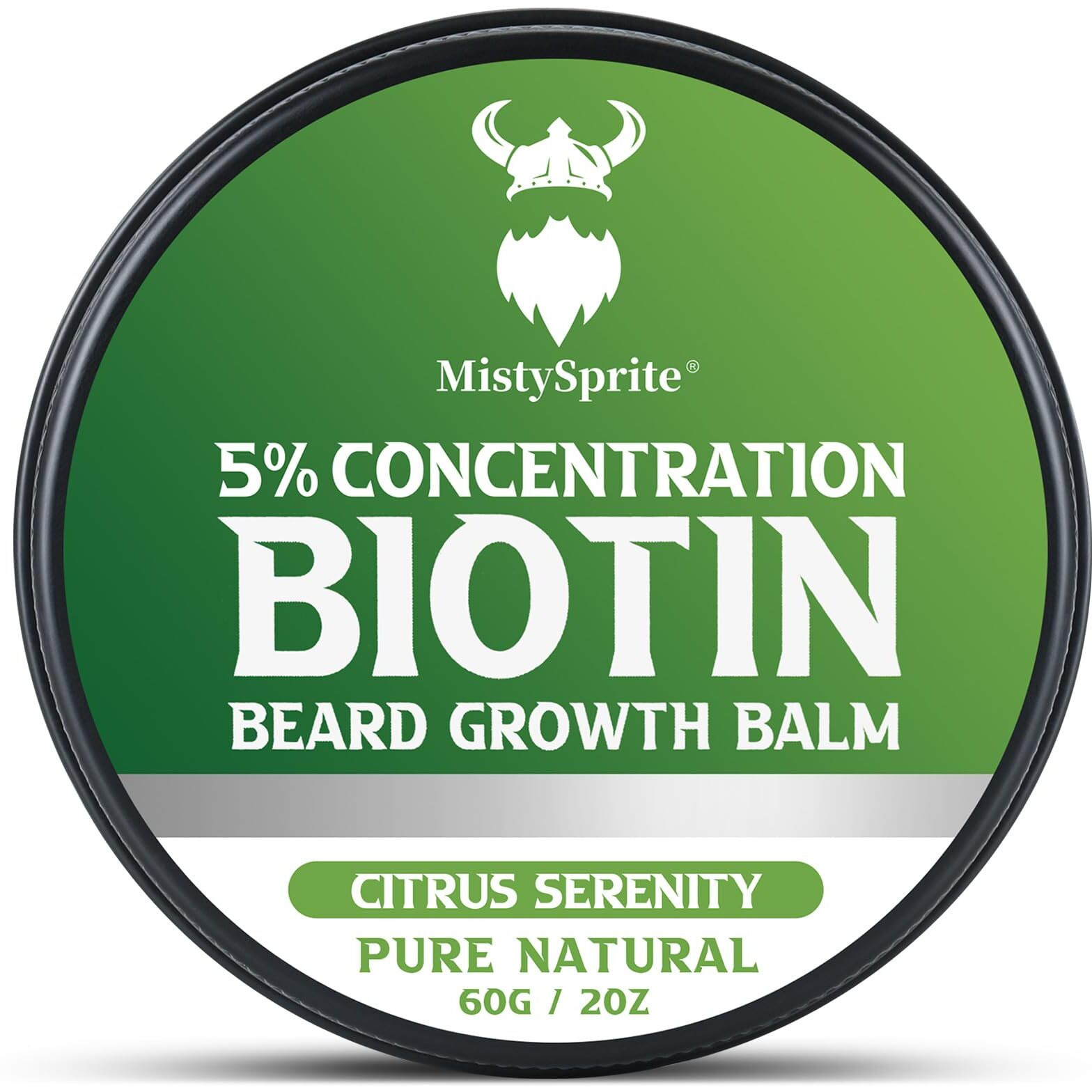 5% Concentration Biotin Beard Balm For Men & Conditioning Beard Wax - Made With Castor Oil Natural And Organic Ingredients - Hydrates & Thickens Facial Hair Growth- 2 Ounce Tin (Citrus Serenity