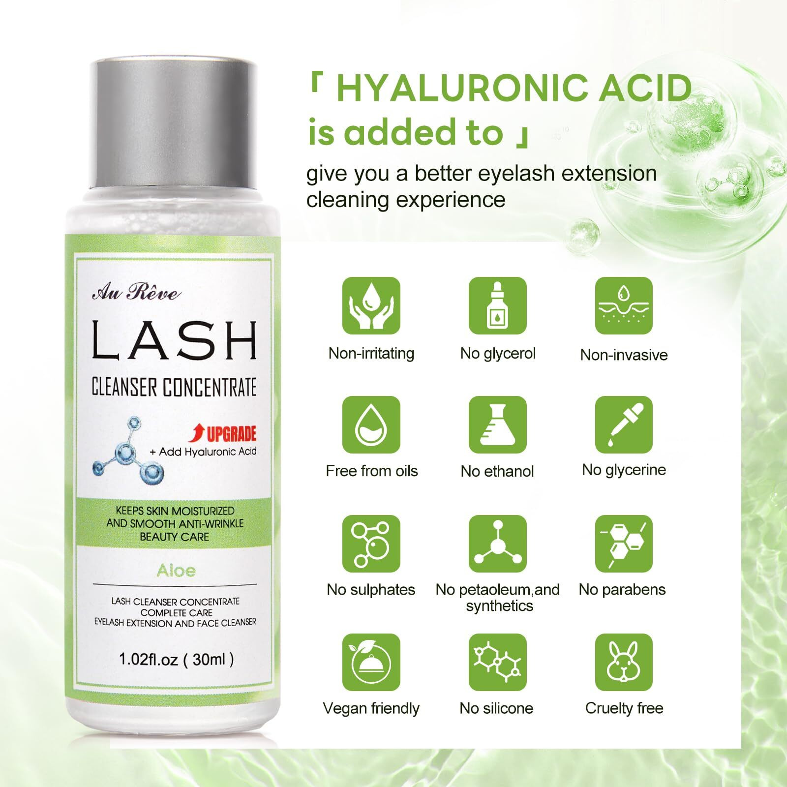 Aureve Lash Shampoo Concentrate 30Ml Lash Cleanser Concentrate Add Hyaluronic Acid Oil-Free Lash Extension Shampoo Perfect For Salon