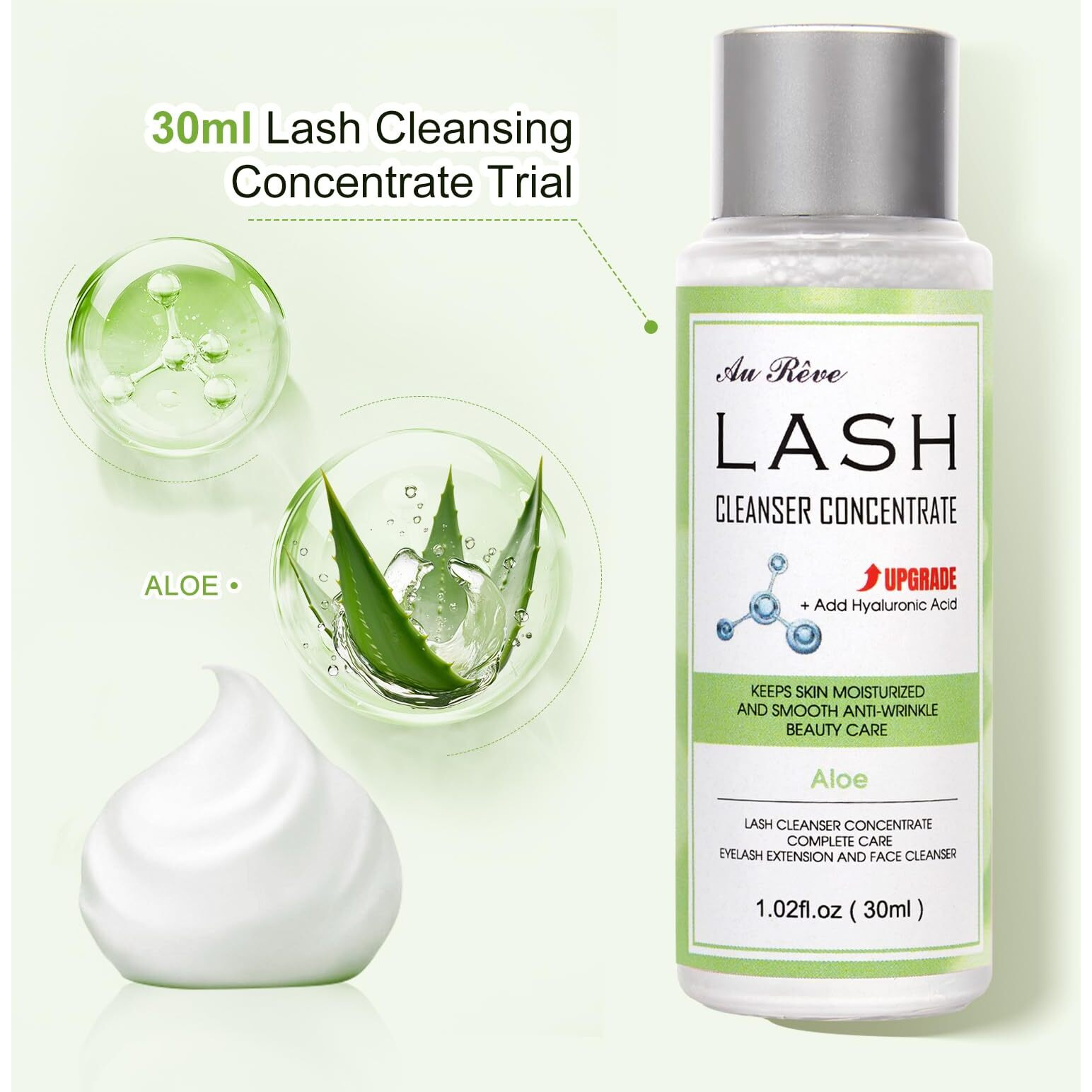 Aureve Lash Shampoo Concentrate 30Ml Lash Cleanser Concentrate Add Hyaluronic Acid Oil-Free Lash Extension Shampoo Perfect For Salon