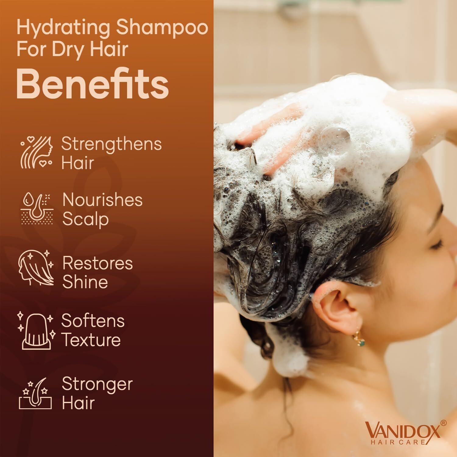 Vanidox Batana Oil Shampoo - Biotin & Niacinamide Enriched - Sulfate-Free, Paraben-Free - Moisturizing & Strengthening Hair Cleanser For All Hair Types - 16 Fl Oz