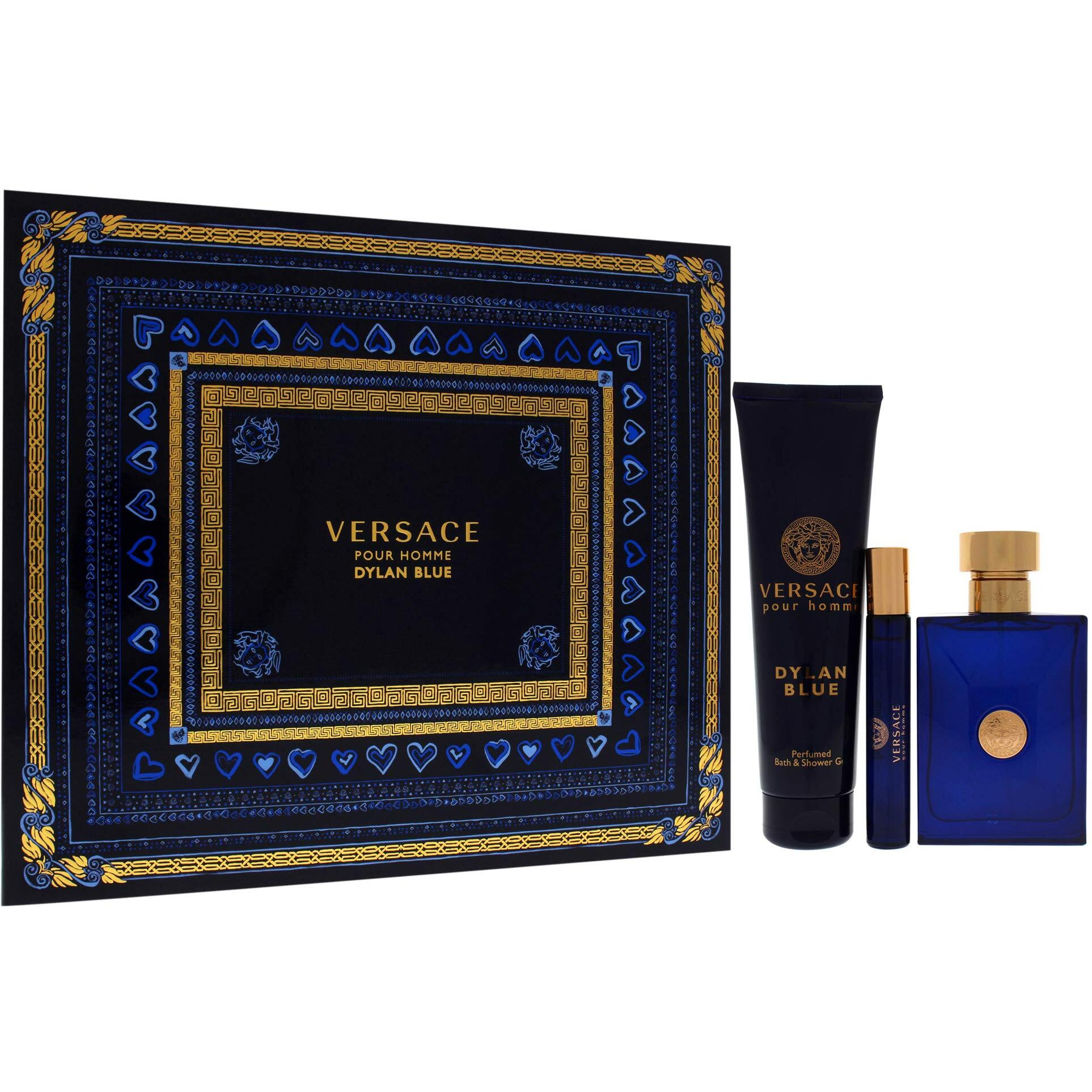 Versace Dylan Blue By Versace For Men - 3 Pc Gift Set 3.4Oz Edt Spray,0.3Oz Edt Spray,5.0Oz Bath And Shower Gel