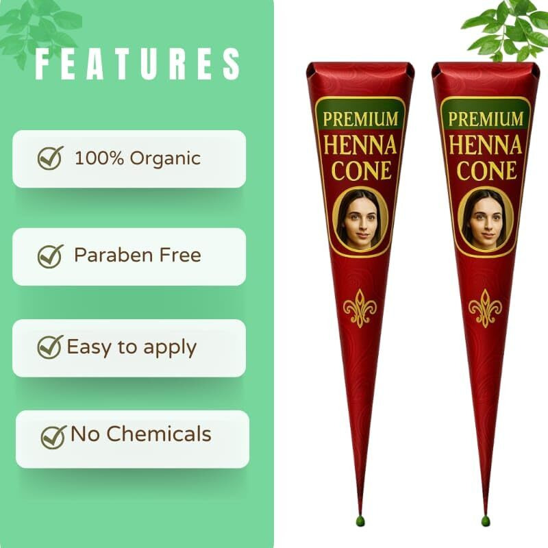 100% Natural Ready To Use Henna Paste Hair Color Hair Dye Cones Reddish Brown Color (Reddish Brown, 12 Count)