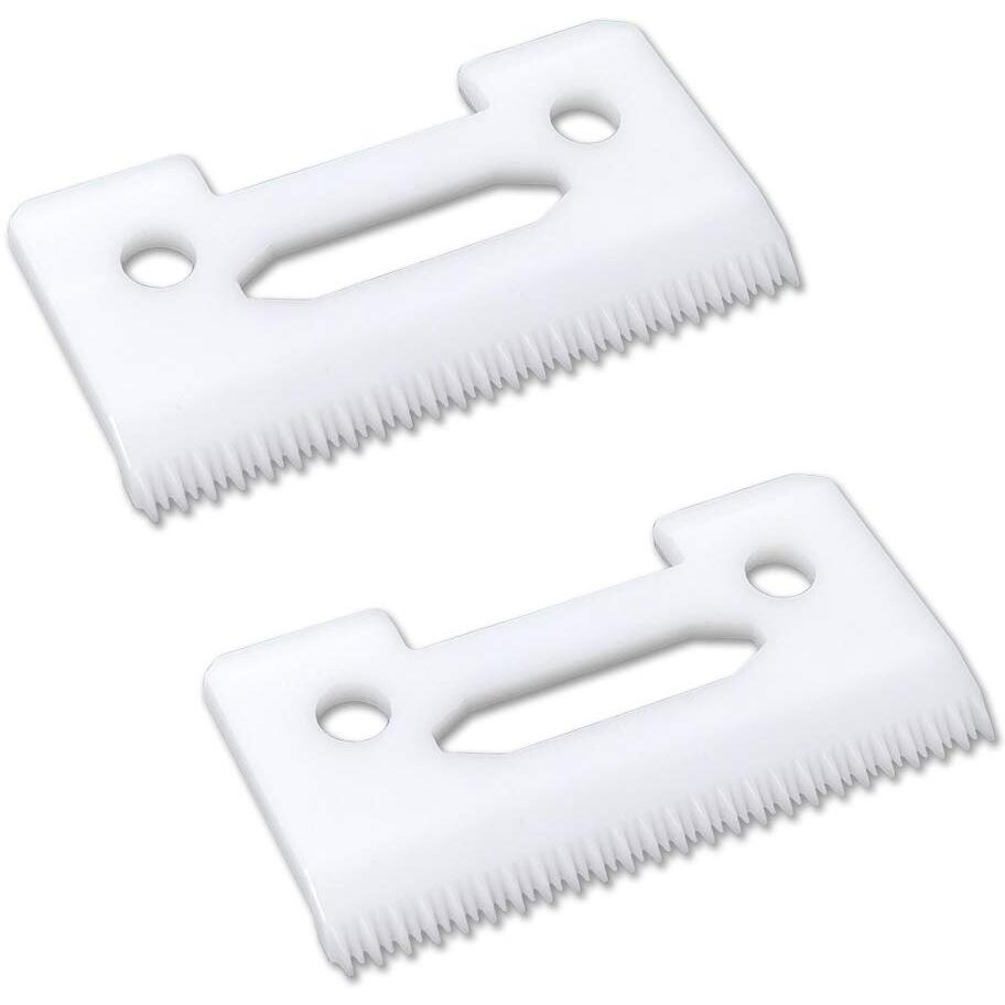 Professional Stagger-Tooth Clipper Replacement Ceramic Blades 2-Hole 2161 - Compatible With 5 Star Senior Cordless Wahl Magic Clip (White X 2)