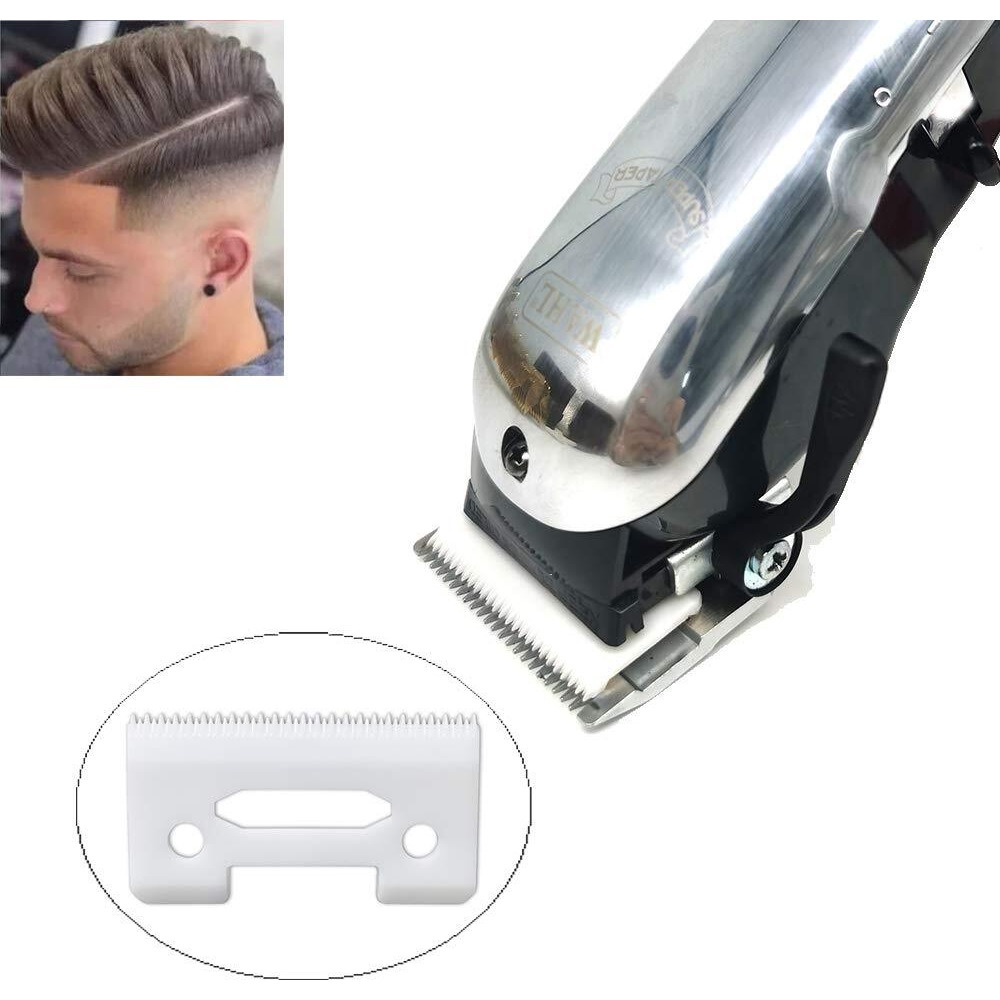 Professional Stagger-Tooth Clipper Replacement Ceramic Blades 2-Hole 2161 - Compatible With 5 Star Senior Cordless Wahl Magic Clip (White X 2)