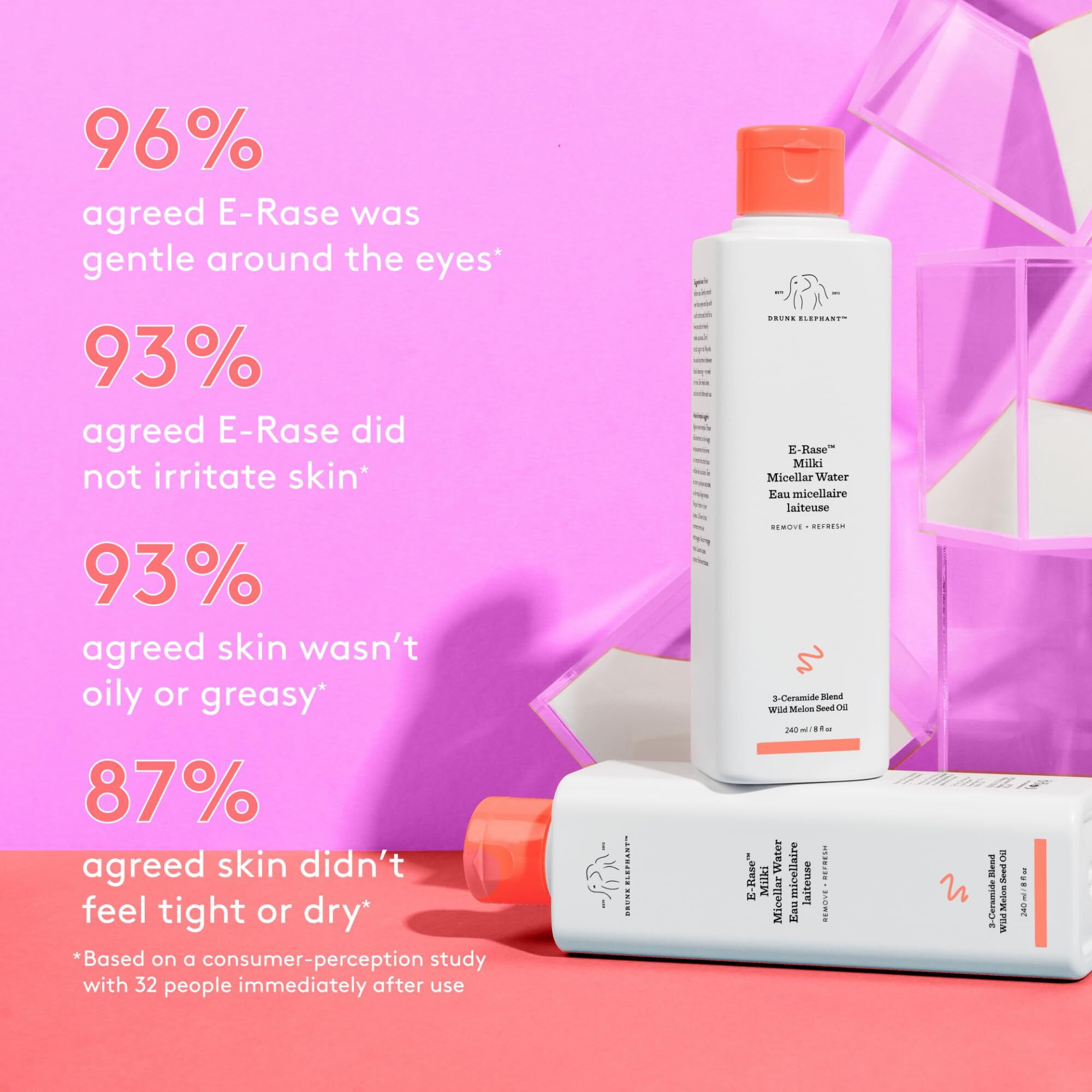 Drunk Elephant E-Rase Milki Micellar Water - 240 Ml/8 Fl Oz - Mild No-Rinse Formula - Clean Clinical Skincare - Cruelty-Free - Dermatologist-Tested - Free Of Essential Oils, Silicones, And Fragrance