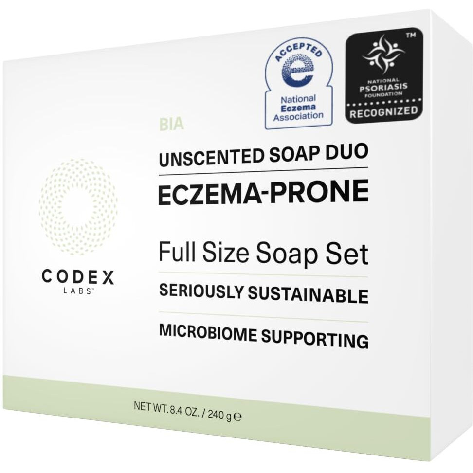Codex Labs Eczema Soap For Kids & Adults - 2-Pack Unscented Eczema Hand Soap Bars With Shea Butter, Olive Oil & Calendula - Microbiome-Supporting, Ph-Balanced, Clinically Tested - 8.4 Oz Total