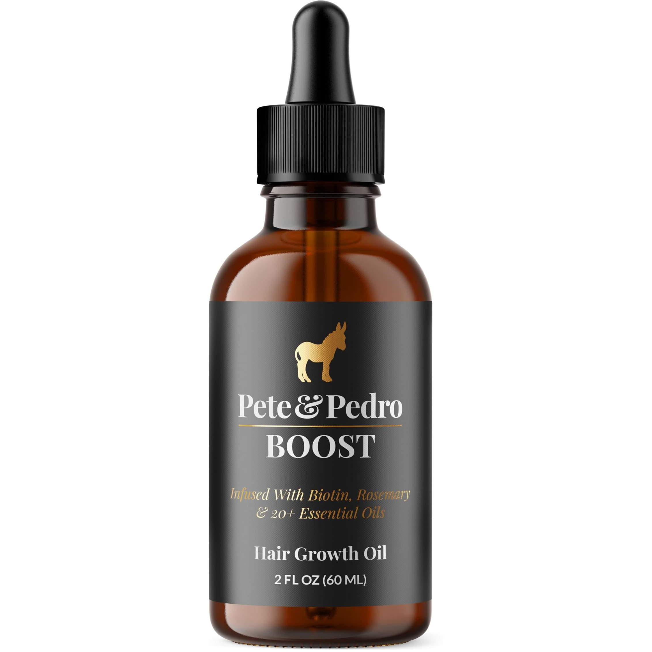 Pete & Pedro Boost Hair & Beard Growth Serum Strengthening Oil For Men & Women - With Rosemary, Biotin & 20+ Natural Essential Oils | Shark Tank Featured, 2 Oz.