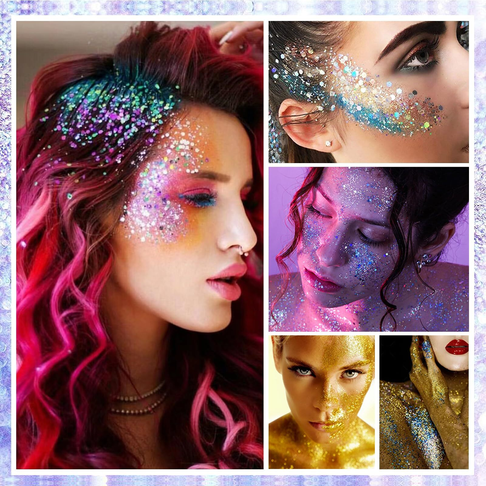 Gold Body Glitter,4Th Of July Outfits For Women Kids Patriotic Accessories,Face Hair Glitter Gel Makeup,Usa Flag Holographic Long Lasting Chunky Sequins Glitter Stick,4Th Of July (Gold)