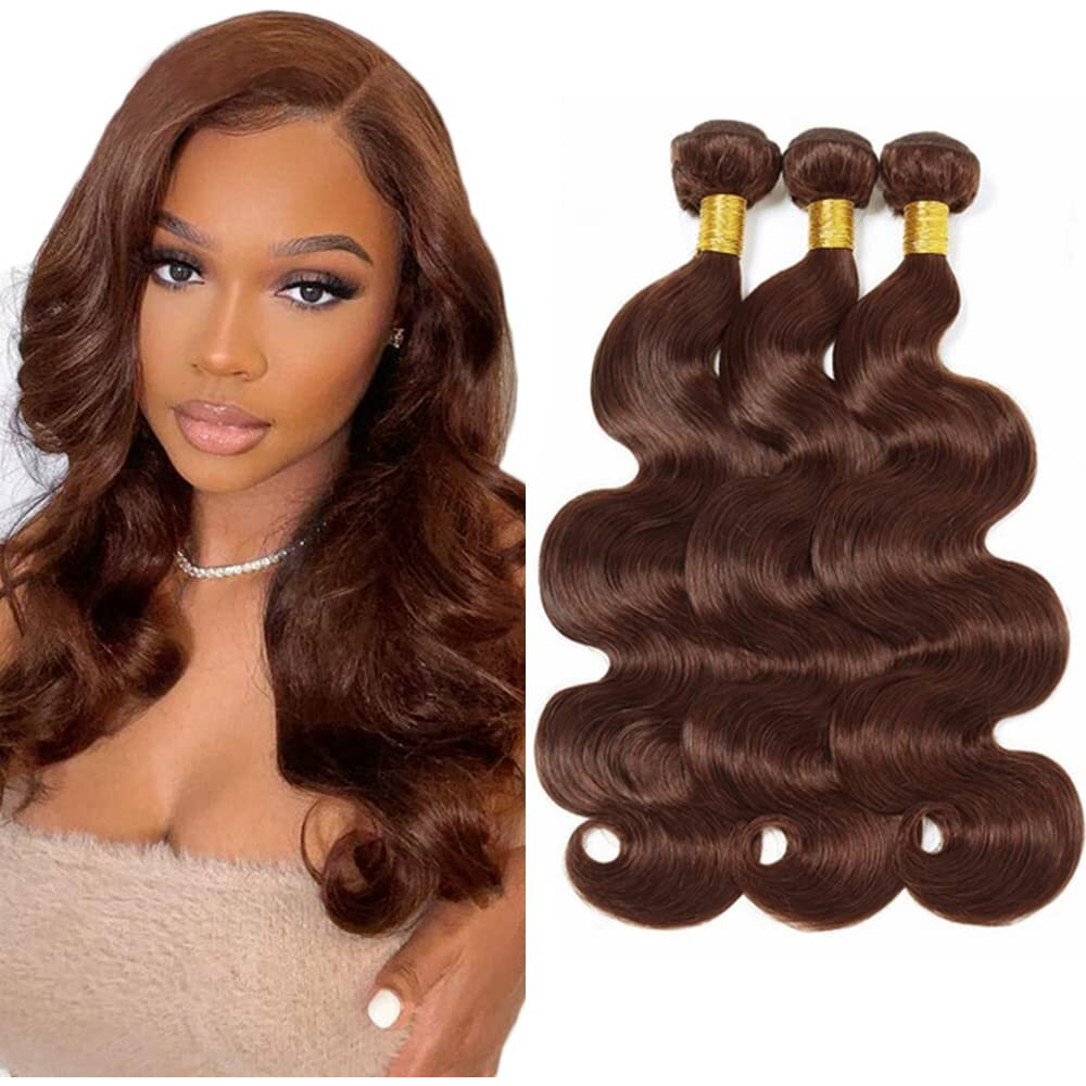 4 Brown Bundles Human Hair Body Wave Bundles 16 16 16 Inch Chocolate Chocolate Unprocessed Brazilian Virgin Hair 3 Bundle 50 Gram Per Bundle Deals Quick Weave Hair Extensions