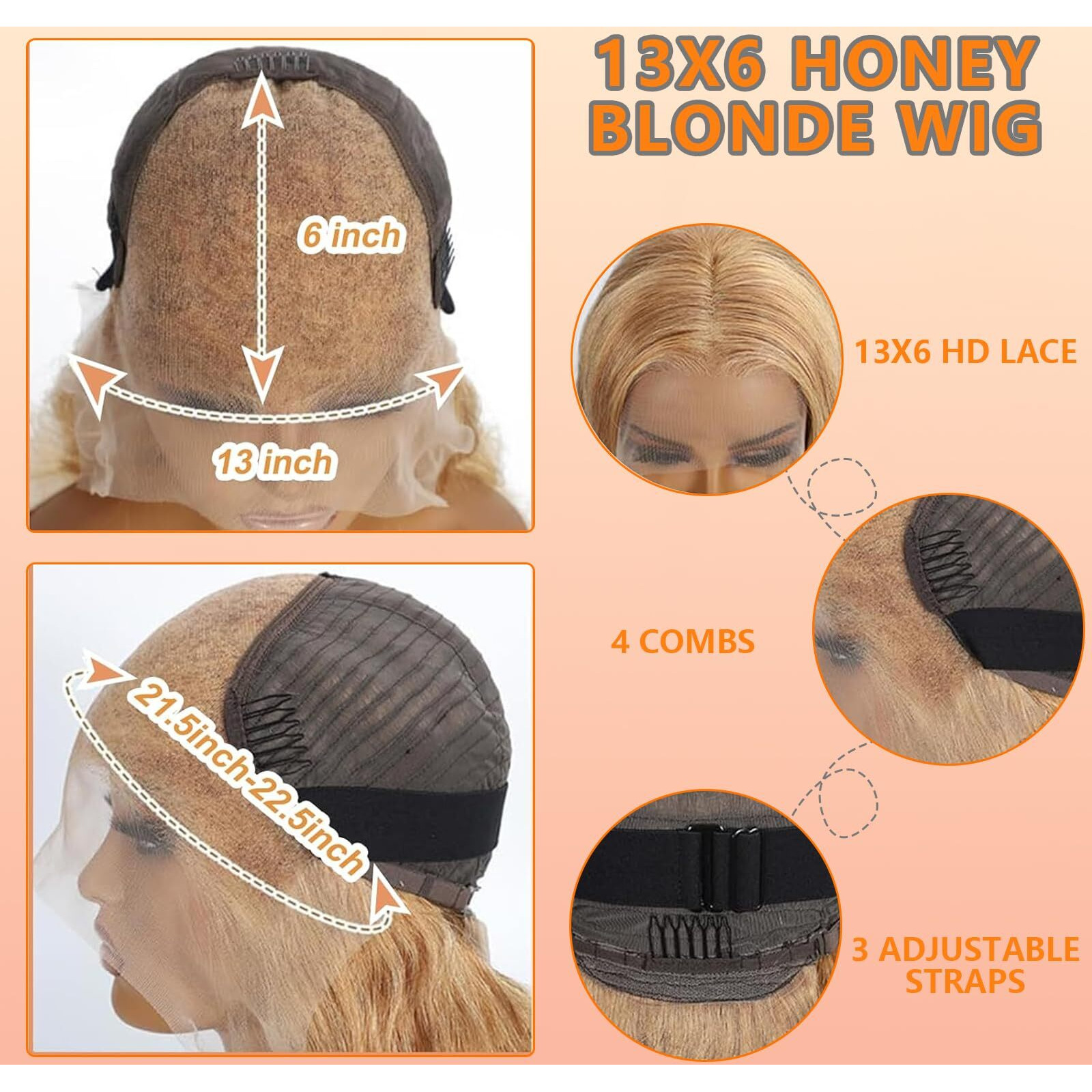 Honey Blonde Human Hair Wig 200 Density 13X6 Hd Lace Front Wigs Pre Plucked 26 Inch 27 Colored Body Wave Human Hair Wig Honey Blonde Wigs For Women