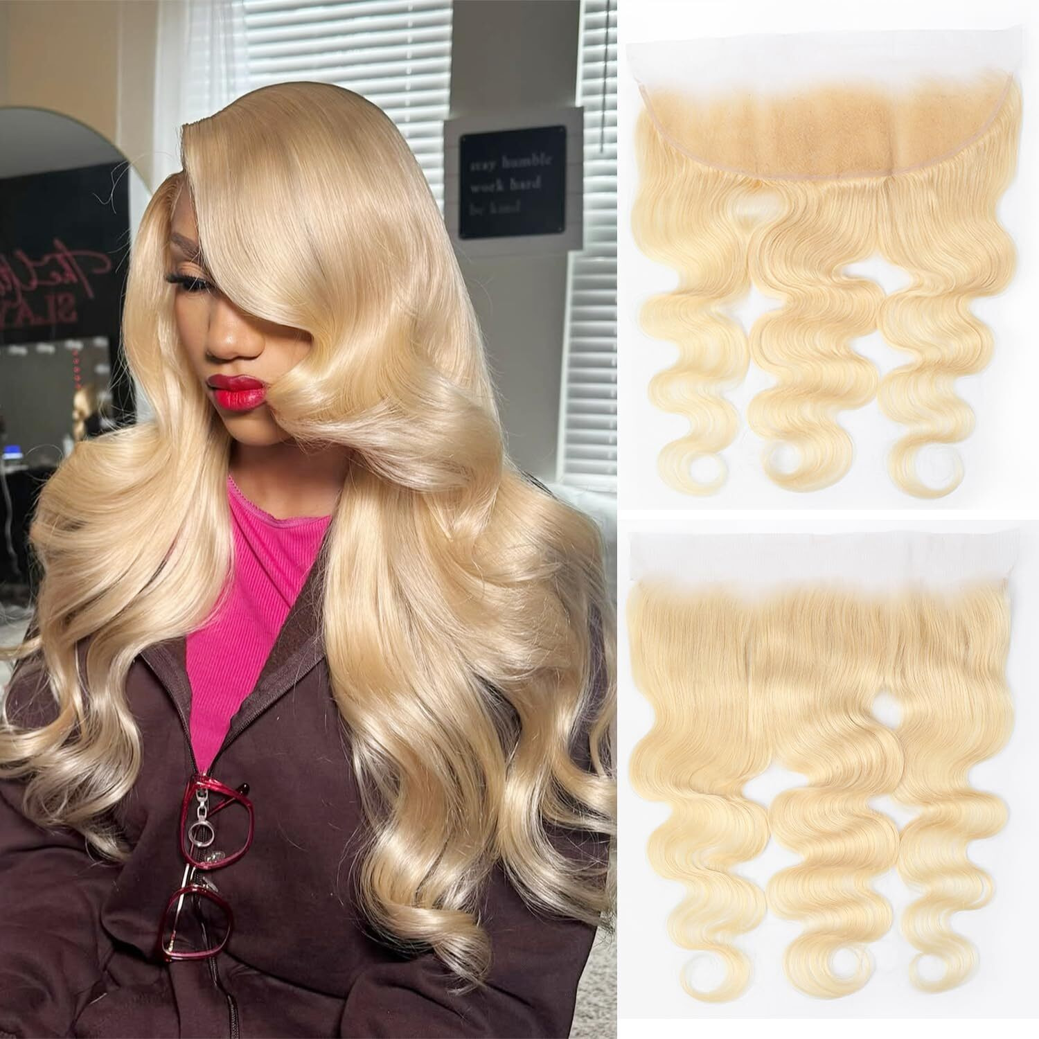 13X4 Body Wave Lace Frontal Closure Ear To Ear 18 Inch Transparent Hd Lace Frontal Brazilian Virgin Human Hair Pre Plucked With Baby Hair 613 Blonde