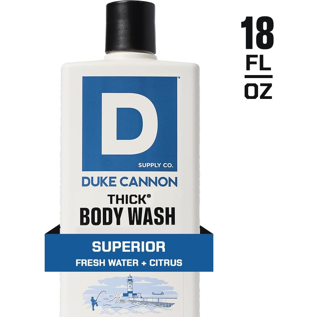 Duke Cannon Supply Co. Thick High Viscosity Body Wash - 3X Thicker, Plant-Based, Mineral-Enriched For Men - Mens Body Scrub - Superior