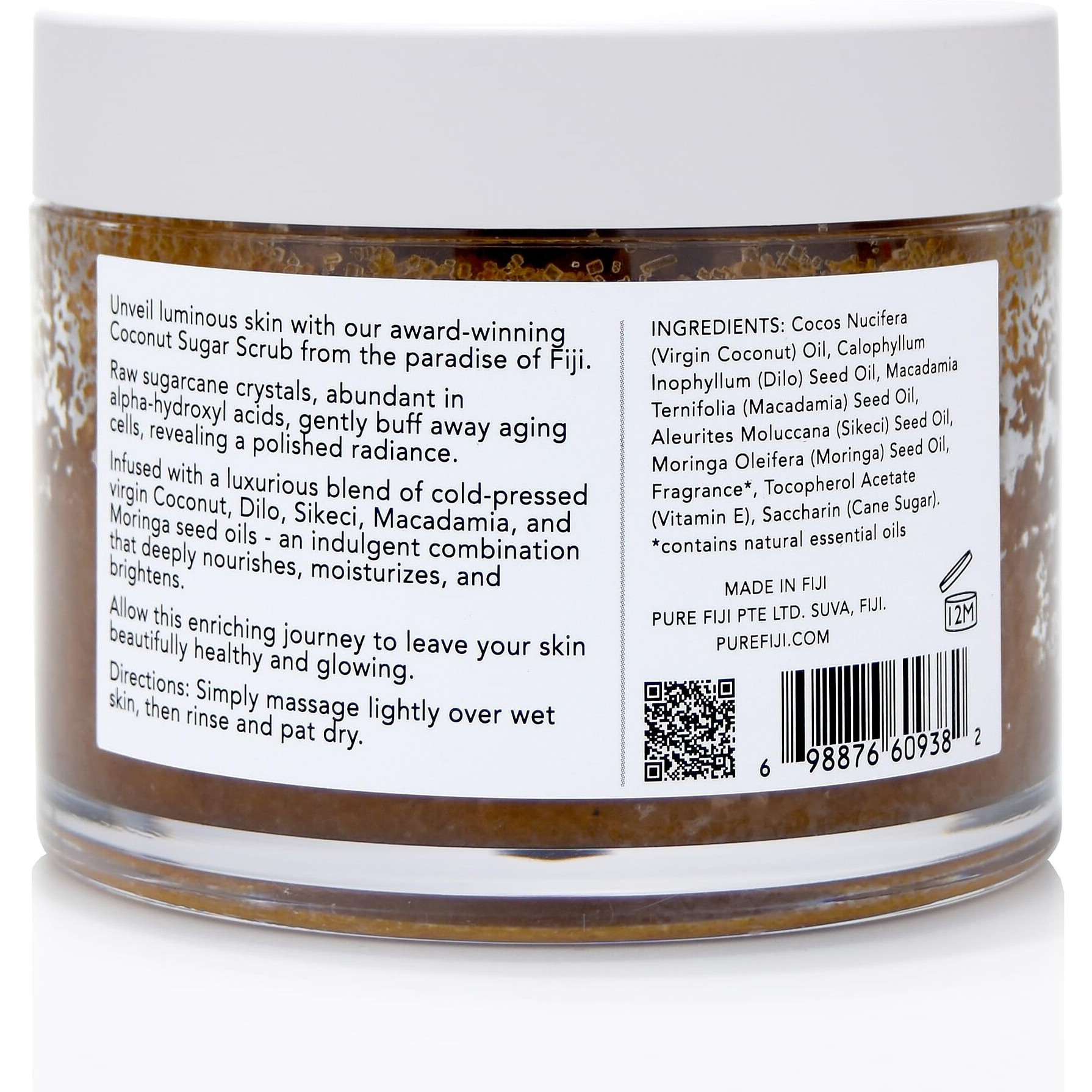 Pure Fiji Coconut Sugar Body Scrub, Moringa (10.14 Oz /300Ml)