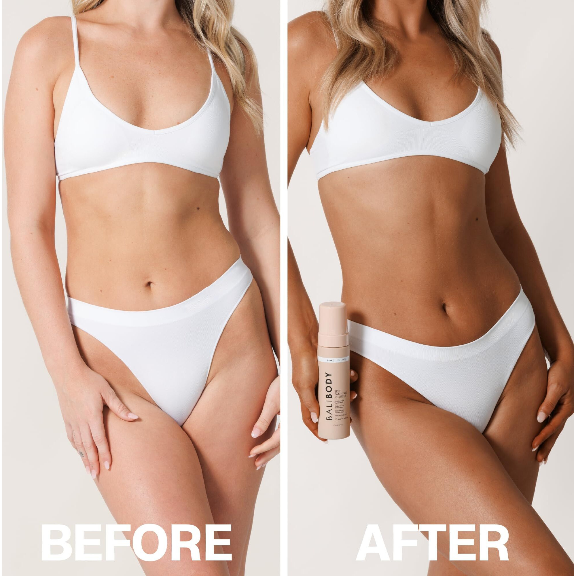 Bali Body Self Tanner Mousse Dark - Sunless Tanning Foam For Body | Natural, Streak-Free, Fake Tan | Vegan, Cruelty-Free, Organic Self Tan Mousse For All Skin Types (100Ml/3.4 Fl Oz)