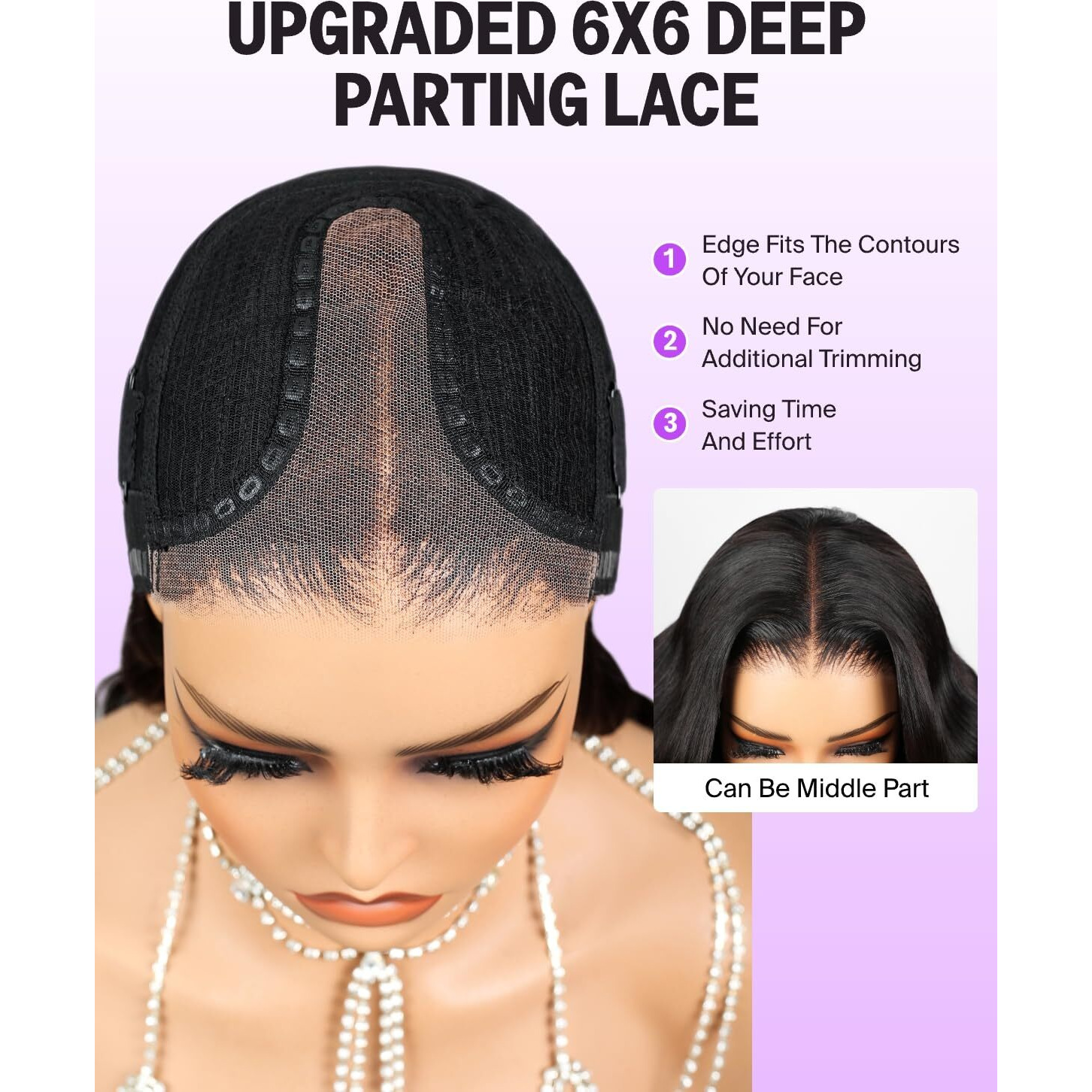 Megalook Hair Wear And Go Glueless Wigs Human Hair Pre Plucked Pre Cut 6X6 Hd Lace Closure Wigs Human Hair Body Wave Lace Front Wig Pre Bleached Knots Glueless Wig 20 Inch