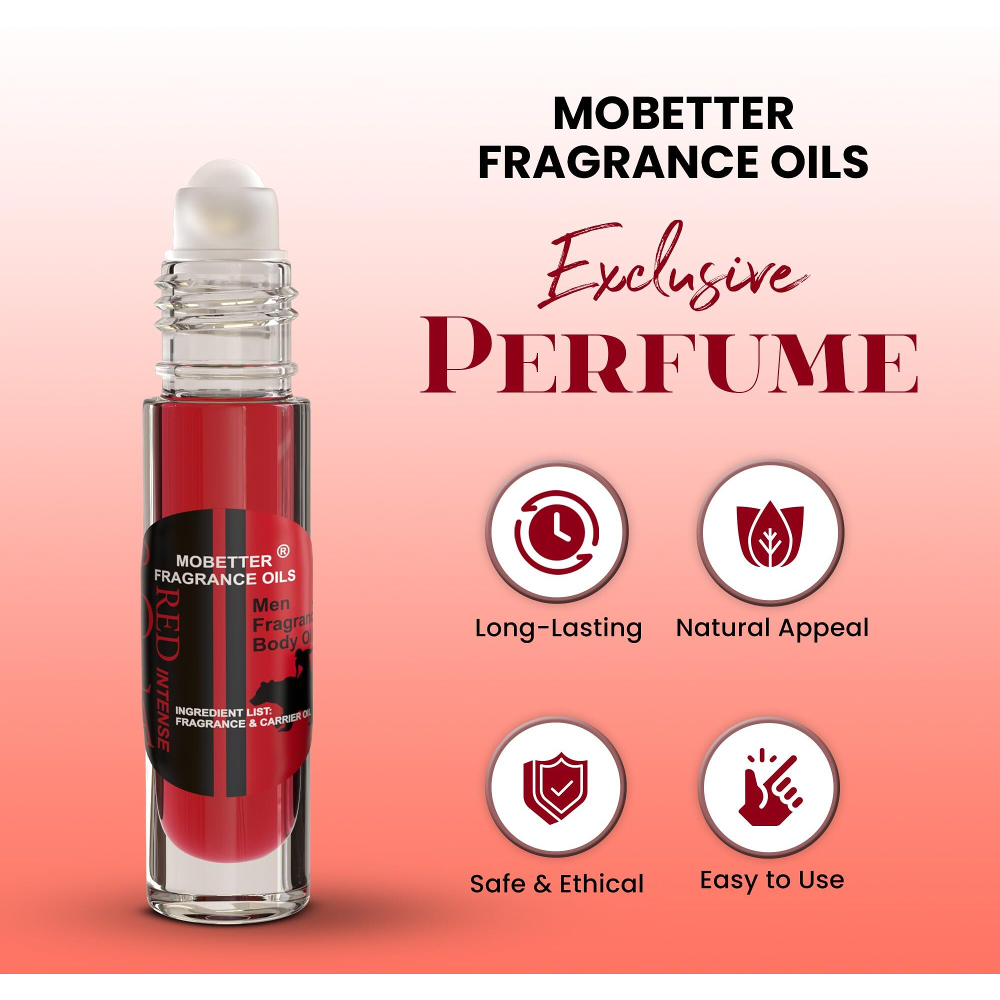 Mobetter Fragrance Oils Pola Red Intense Cologne Body Oil For Men (10Ml Roll On)