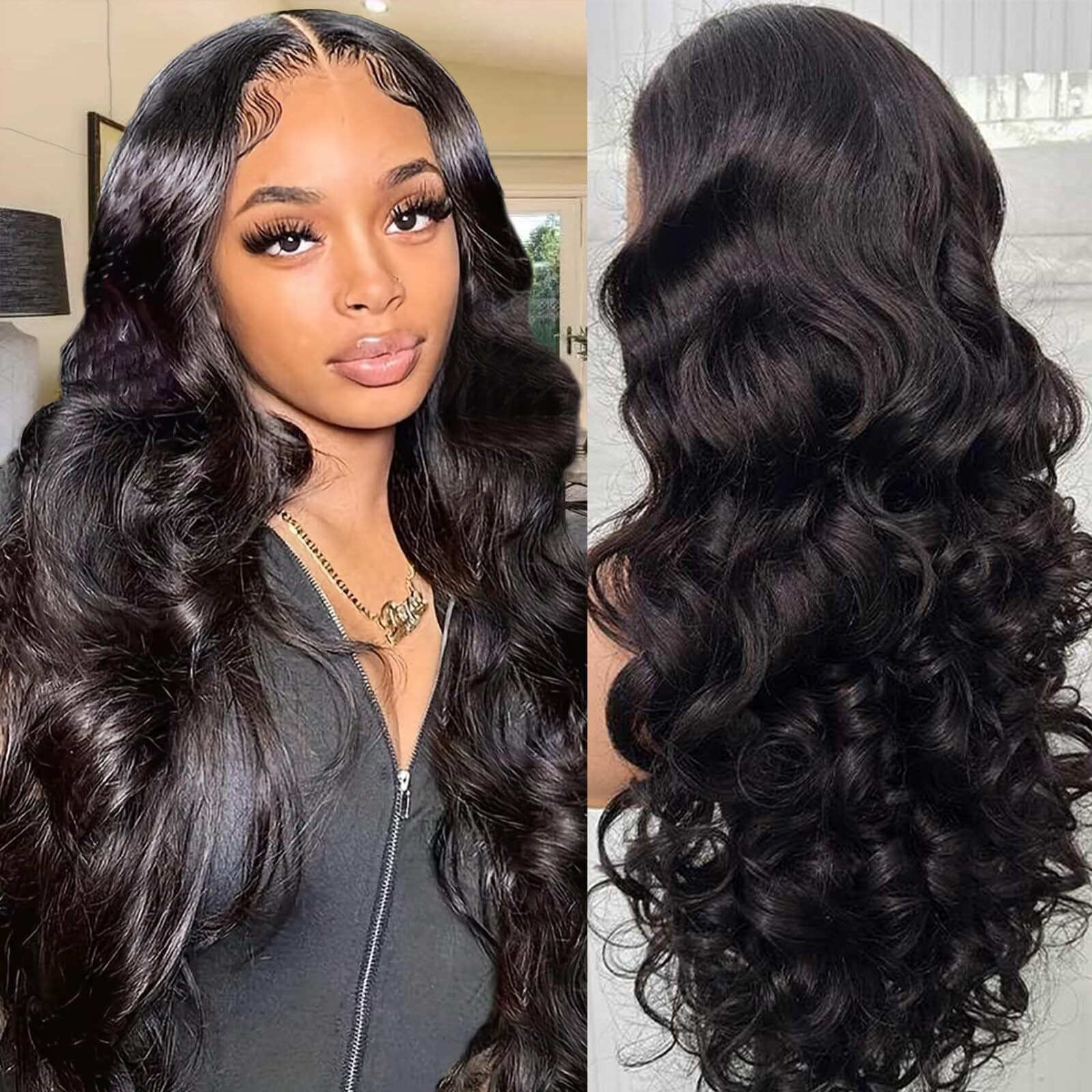 Wzowzo Wear And Go Glueless Wigs Human Hair Pre Plucked Pre Cut 5X5 Hd Lace Closure Wigs Human Hair 180% Density 22 Inch Body Wave Lace Front Wigs For Women