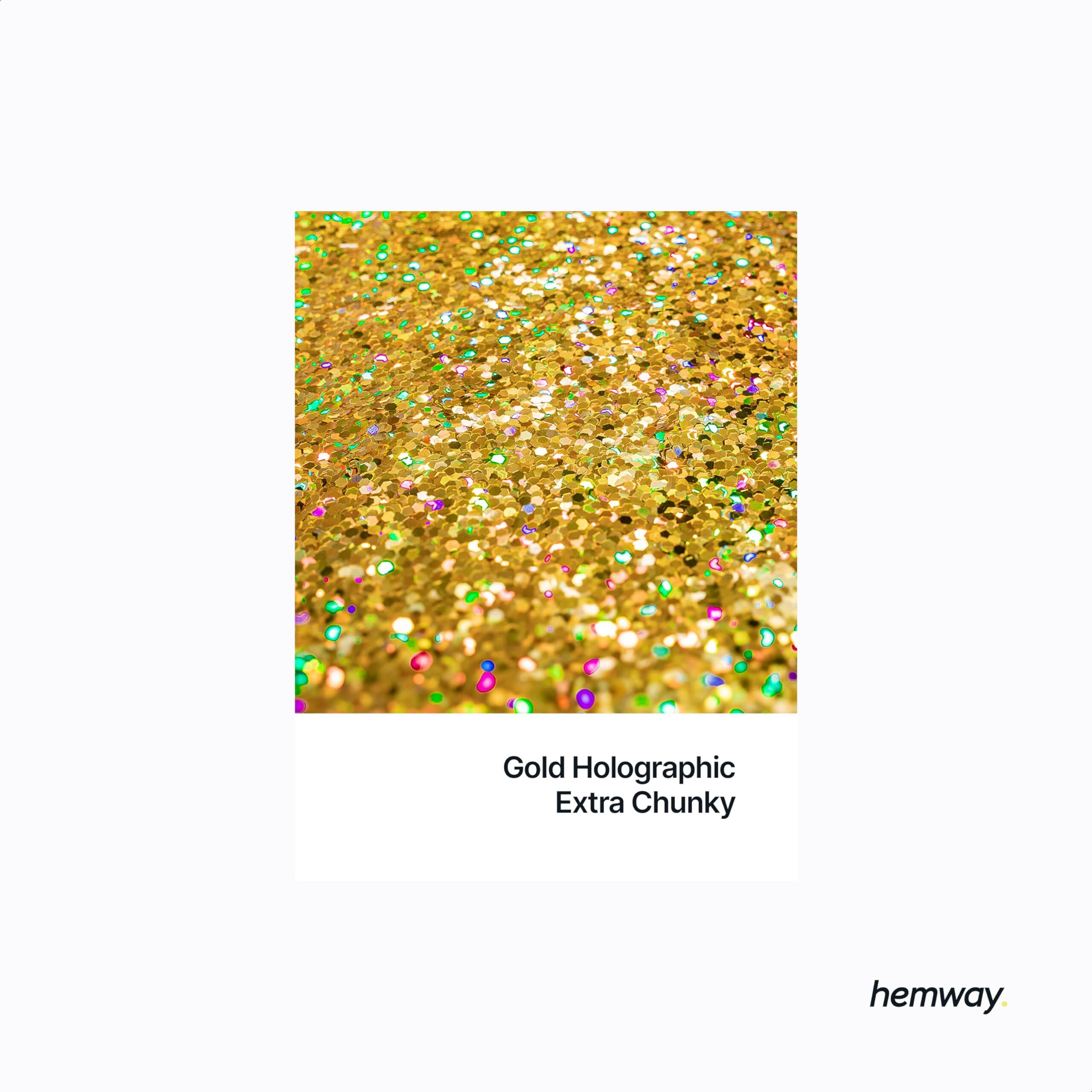 Hemway Eco Friendly Biodegradable Glitter 100G / 3.5Oz Bio Cosmetic Safe Sparkle Vegan For Face, Eyeshadow, Body, Hair, Nail And Festival Makeup - Extra Chunky (1/24"" 0.040"" 1Mm) - Gold Holographic