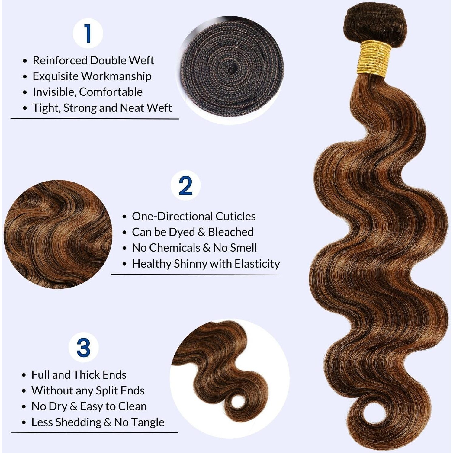 Momoshero 1B/30 Highlight Single Bundle Human Hair, Ombre Body Wave Fb30 Colored 1 Bundle 12A Black And Dark Brown Two Tones Balayage 100% Remy Hair Dark Root Sew In Weave Bundles 1B/30 10 Inch