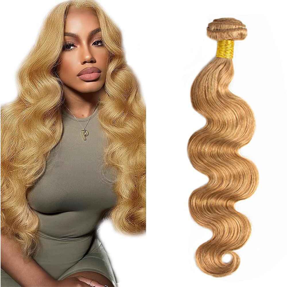 27 Honey Blonde Bundles Human Hair Body Wave Bundles 26 Inch 1 Bundle Unprocessed Brazilian Virgin Hair Blonde Body Wave Human Hair Extensions