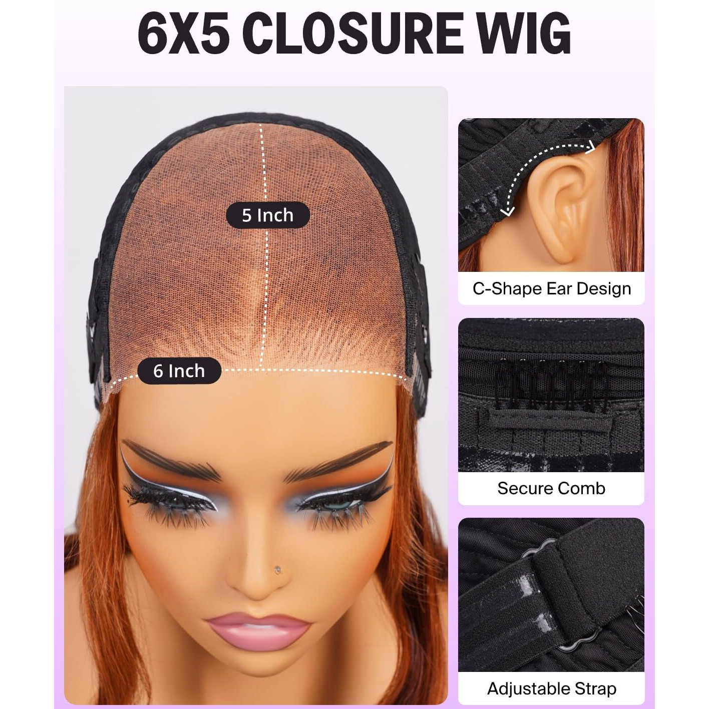 Megalook Hair 20 Inch Ombre Brown Lace Front Wigs Human Hair Pre Plucked 6X5 Body Wave Wig With Natural Hairline Glueless Wig Human Hair 210% Density Drawstring Wig For Black Women(Maple Leaf Brown)