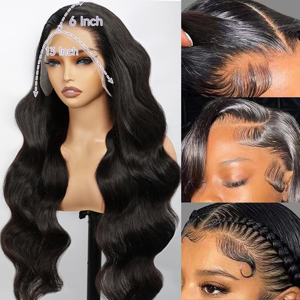 Body Wave Lace Front Wigs Human Hair Pre Plucked With Bleached Knots 200 Density Hd Lace Frontal Wig 13X6 Transparent Lace Front Wigs Human Hair With Baby Hair 28 Inch