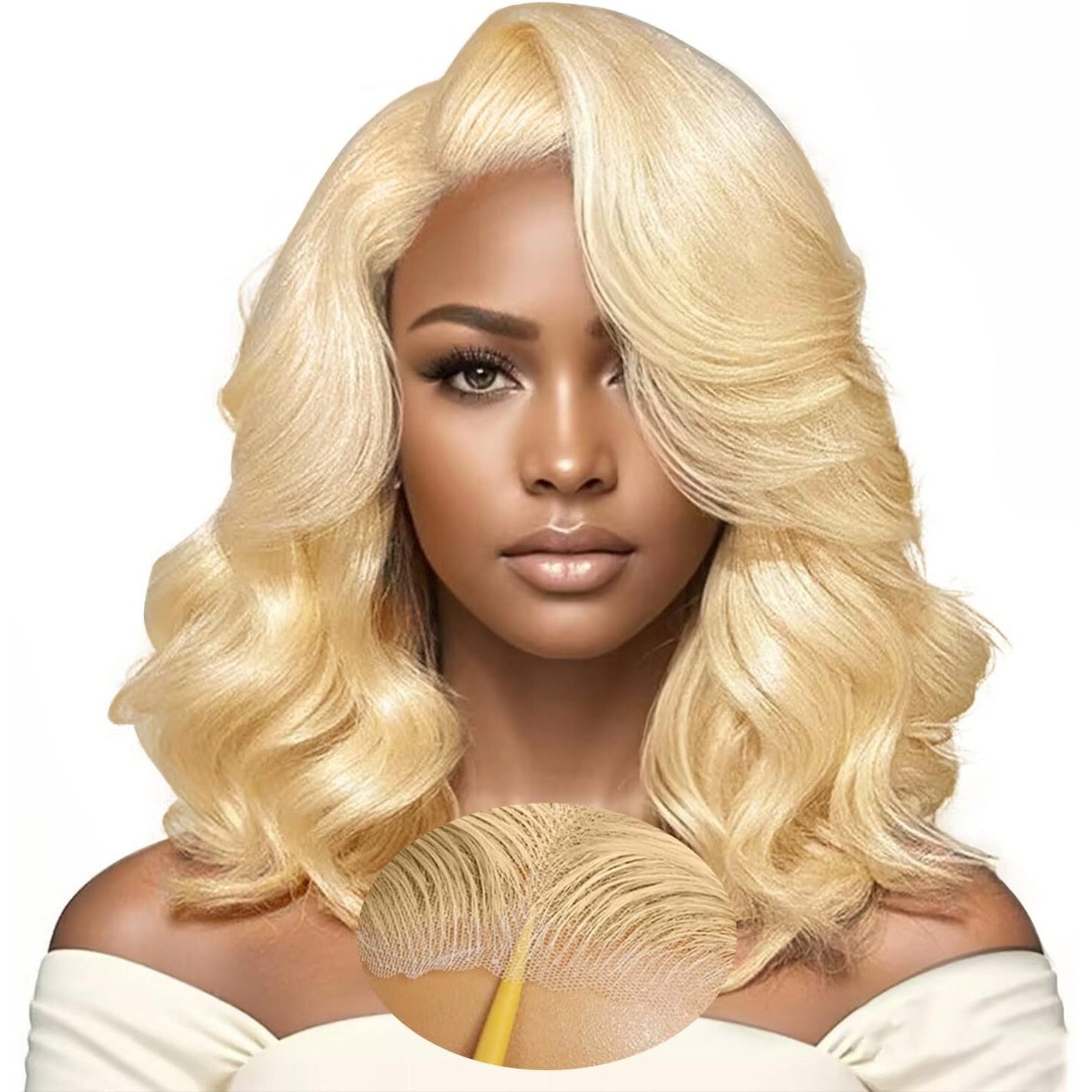 613 Lace Front Wig Human Hair 7  5 Glueless Blonde Body Wave Lace Front Wigs Human Hair Pre Plucked Pre Cut 180% Density Wear And Go Blonde Short Bob Wigs For Women 16Inch