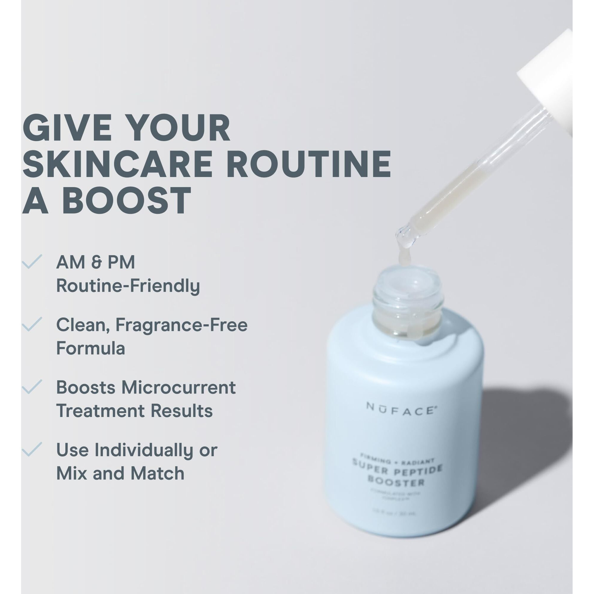 Nuface Super Peptide Booster Face Serum - Skin Firming Peptide Serum For Fine Lines And Wrinkles - Ionplex Skin Care To Smooth, Hydrate & Enhance Your Nuface Microcurrent Facial Device Results (1 Oz)