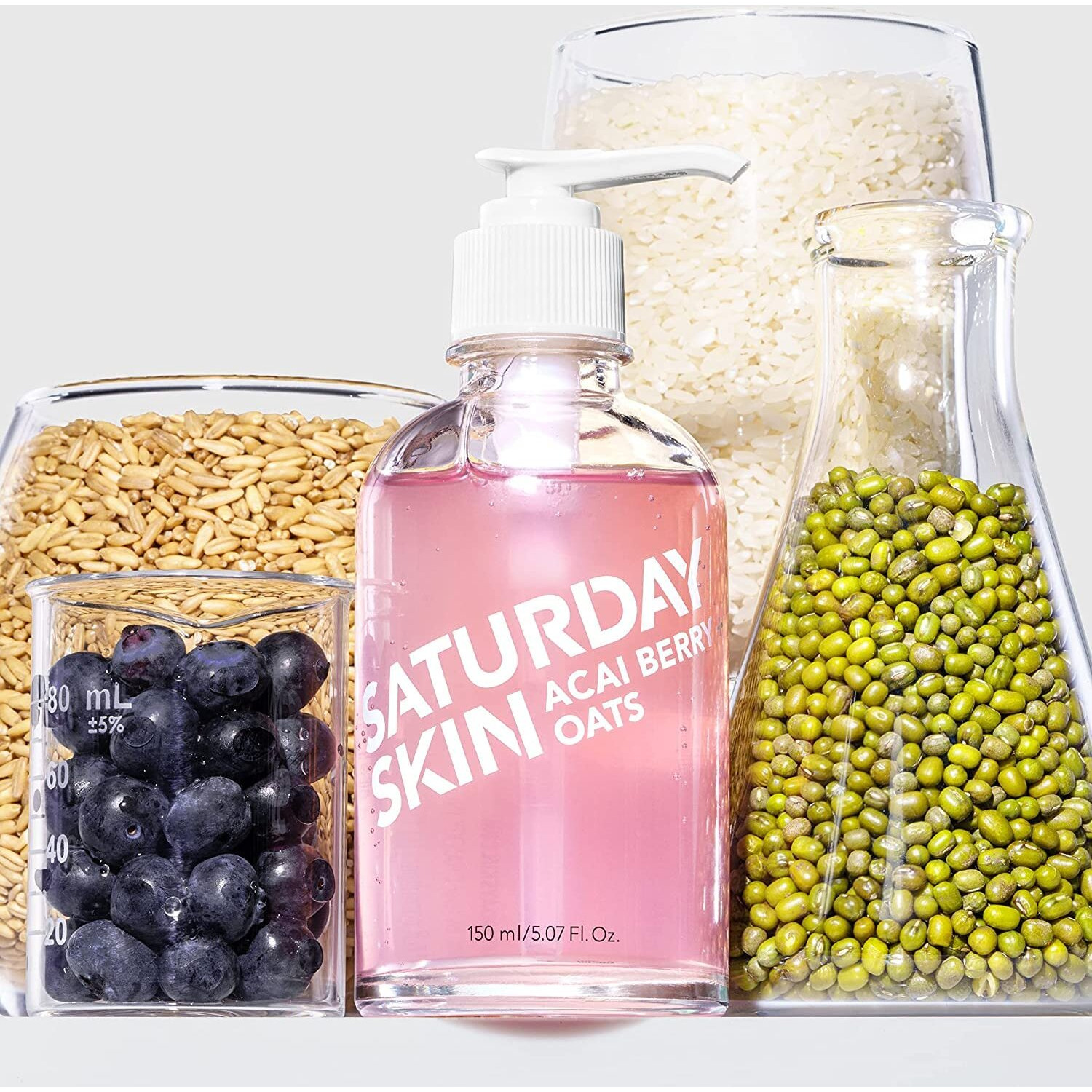 Saturday Skin Hydrating Gentle Facial Gel Cleanser Makeup Remover Sensitive Skin Face Wash Antioxidant Vitamin Brightening Smoothing | Korean Skin Care Cica Acai Berry Oats