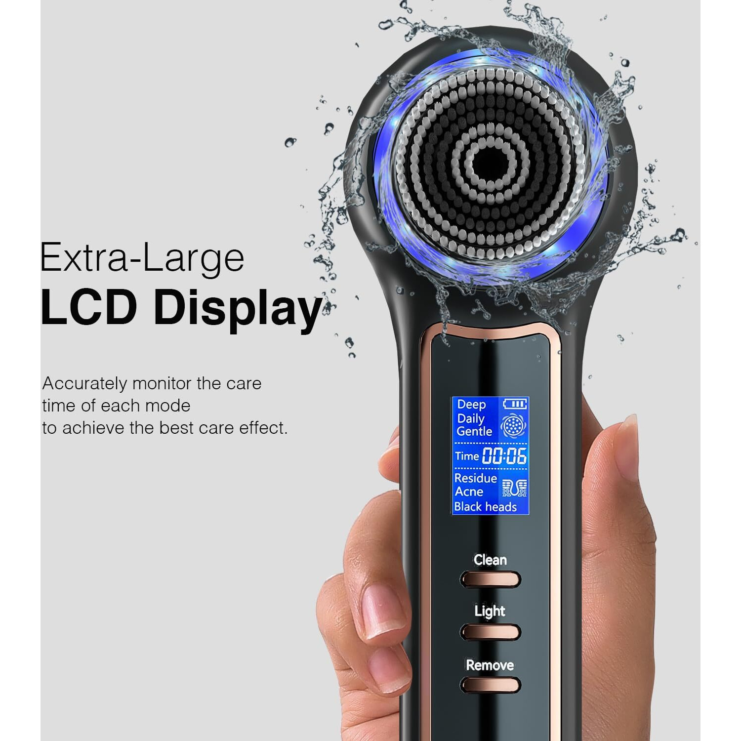 Umickoo Face Scrubber Exfoliator With Lcd Screen,Rechargeable Facial Cleansing Brush Ipx7 Waterproof 3 In 1 Blackhead Remover Vacuum For Exfoliating,Massaging And Deep Pore Cleansing