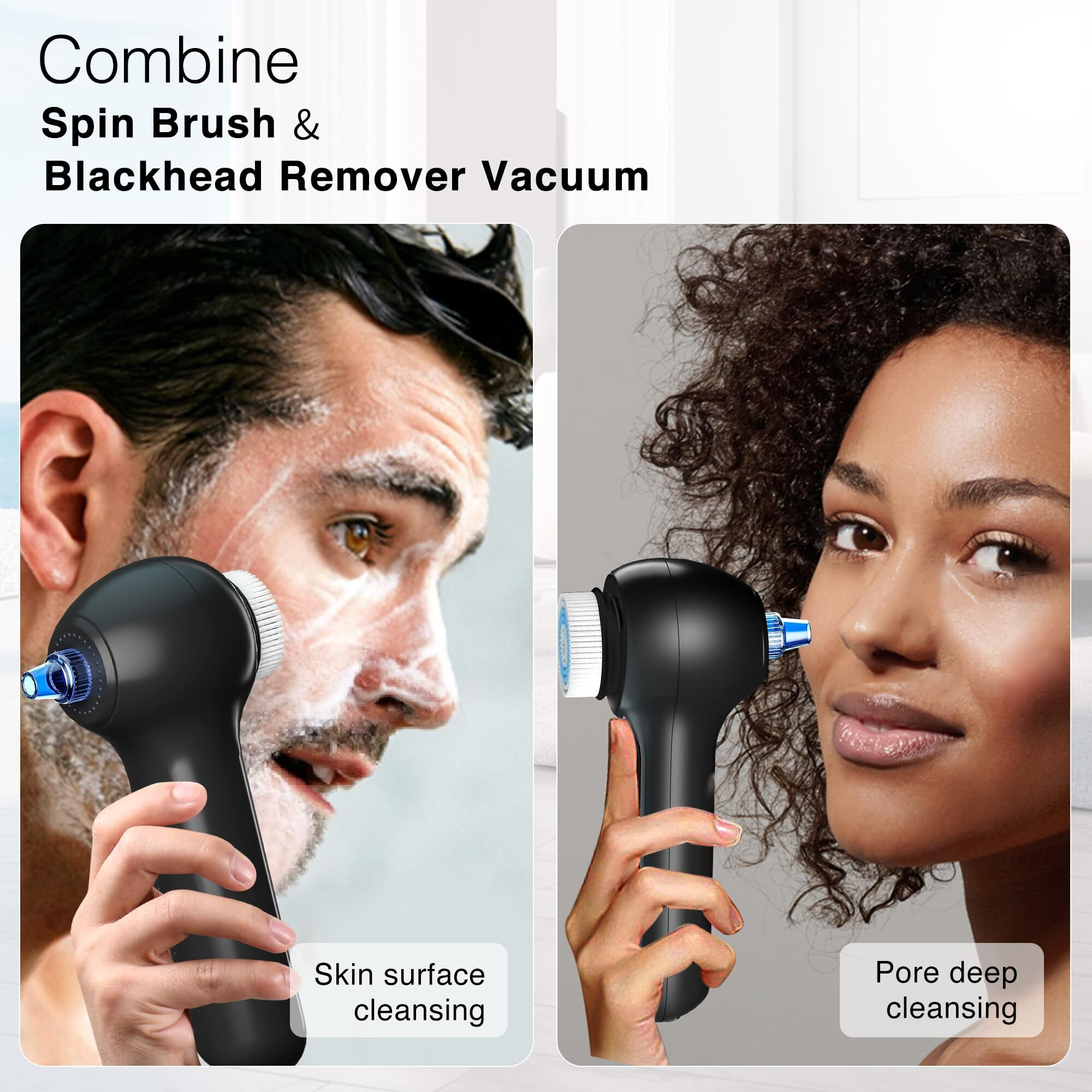 Umickoo Face Scrubber Exfoliator With Lcd Screen,Rechargeable Facial Cleansing Brush Ipx7 Waterproof 3 In 1 Blackhead Remover Vacuum For Exfoliating,Massaging And Deep Pore Cleansing