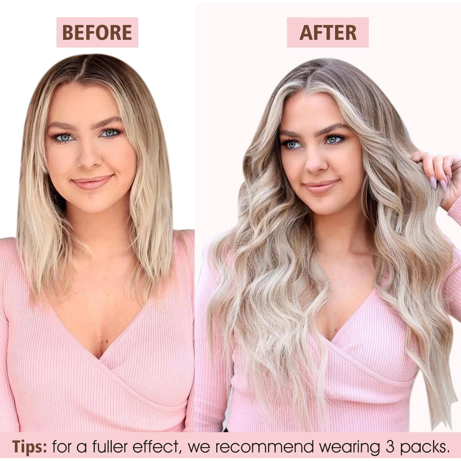 Hairro 22 Inch Tape In Human Hair Extensions Wavy Thin Long Hair 50G 20Pcs/Pack Seamless Skin Weft Glue In Body Wave Human Hairpieces With Invisible Double Sided Tape 60 Platinum Blonde