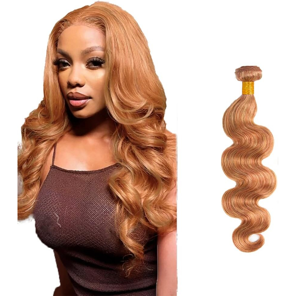 Brown Bundles Human Hair Color 27 Body Wave Bundles Honey Blonde Human Hair Bundles 24 Inch Grade Brazilian Virgin Hair 1 Bundle 2 Tone Honey Blonde Mixed With Brown Bundle