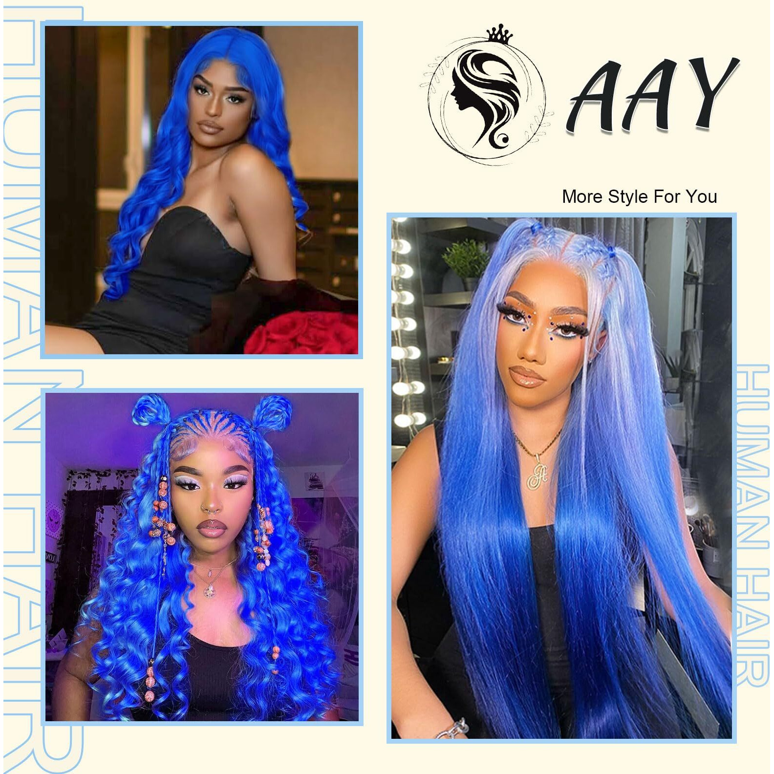 Aay 30 Inch Blue Wig Human Hair 200 Density Body Wave 13X4 Hd Lace Front Wigs Human Hair Pre Plucked With Baby Hair Blue Human Lace Front Wigs Color Glueless Frontal Wig For Women