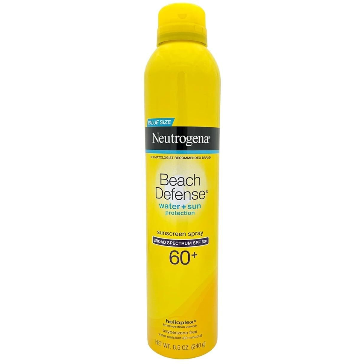 Neutrogena Beach Defense Sunscreen Spray Spf 60+, 8.5 Oz, 2-Pack, Water + Sun Protection, Lightweight, Fast Drying Broad-Spectrum Sun Protection, Oxybenzone & Octinoxate Free