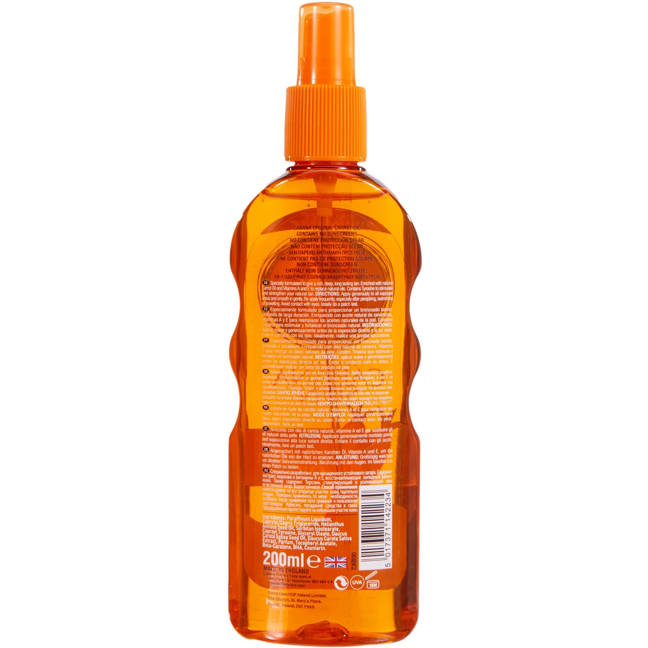 Cabana Sun Original Carrot Oil Accelerates Tanning 200Ml